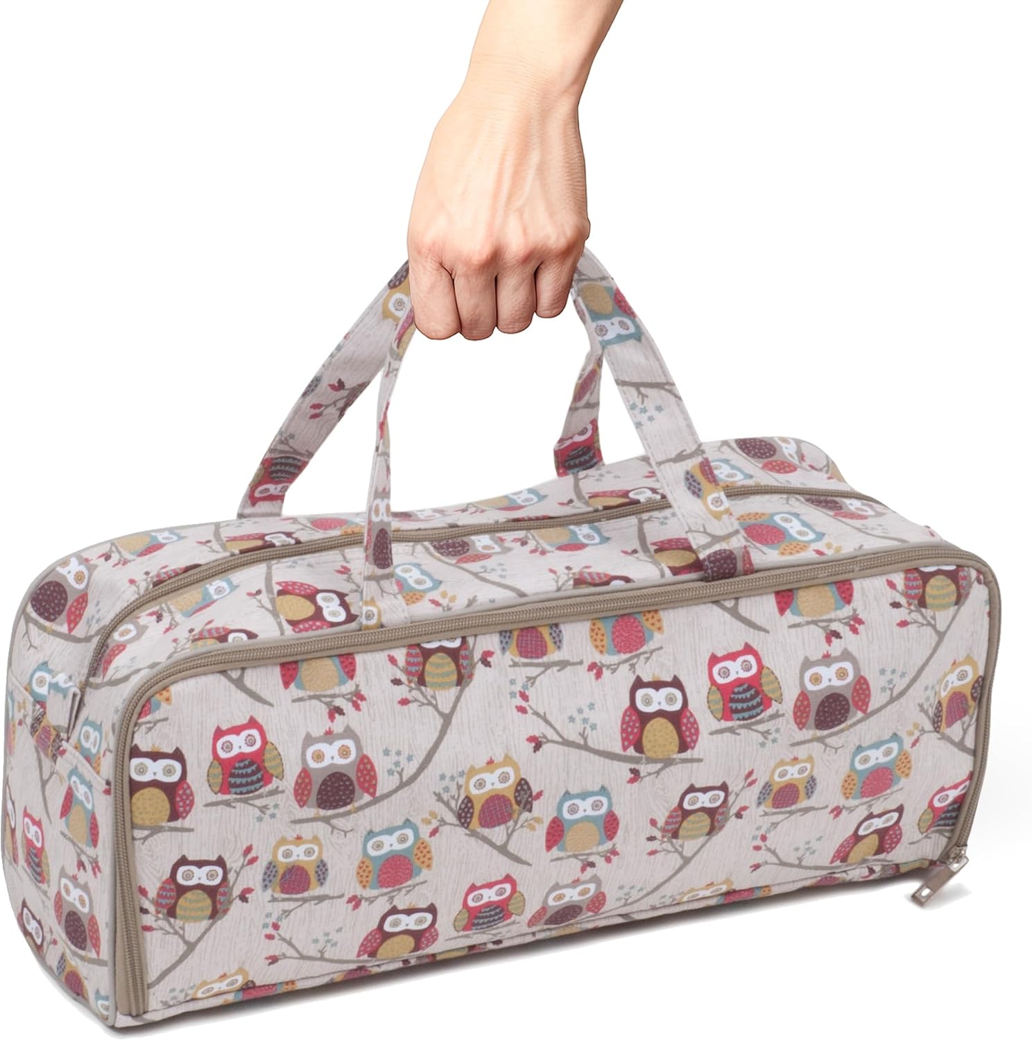 Hobby Gift Knitting Bag Yarn Storage Case with Zipper Compartments Yarn Eyelet and Carry Handles for Knitting Accessories Tools and Projects
