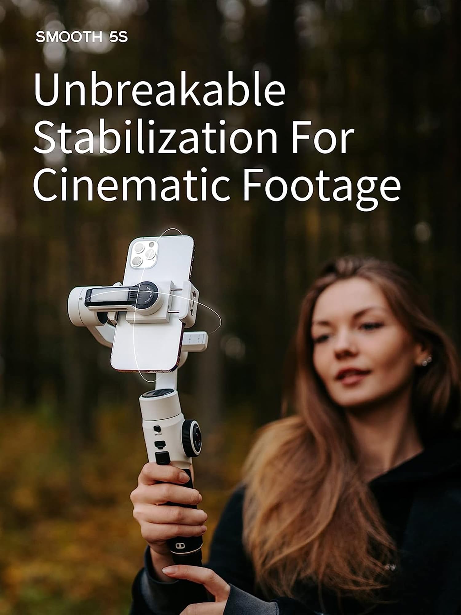 ZHIYUN Smooth-5S Combo [Official] Estabilizador de cardán iPhone de 3 Ejes con Luces magnéticas, cardán para Smartphone con trípode, estabilizador de teléfono móvil para FilmIC Pro, Vlog,