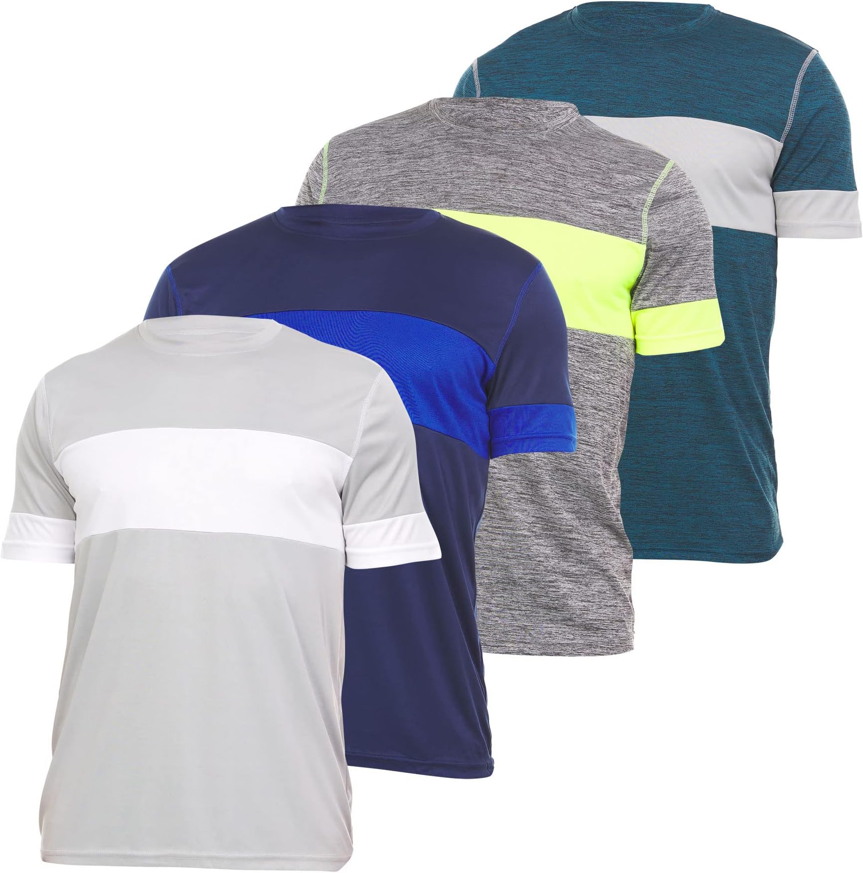 DARESAY4-Pack Premium Workout Shirts for Men Dry-Fit Performance Tees -Athletic Moisture Wicking Tops for Men-Quick Dry T-Shirts