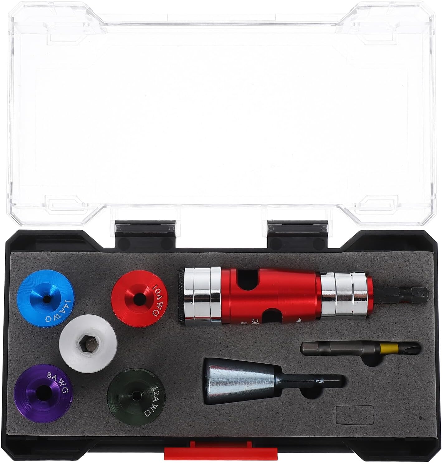 Electric Wire Stripper Kit 8pcs Set with Auto Stranded Wire Stripping and Cable Twisting Tools for Electrical Wiring and Power Drill Attachment, US Style