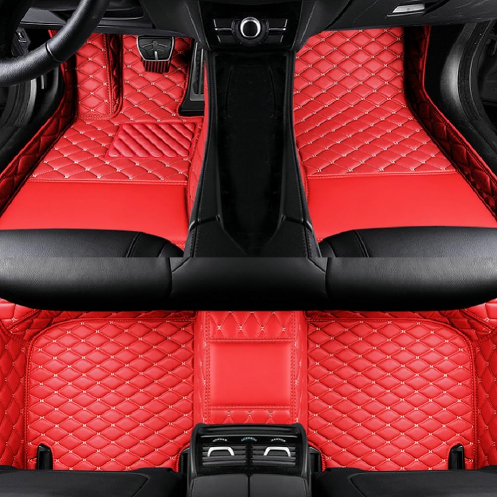 Customized Personalized car Floor mats, All-Weather Luxury car Floor mats, Waterproof and Anti Slip Leather car Floor mat Lining, 95% Customized car, Truck, and SUV Floor mats (Edge Orange)