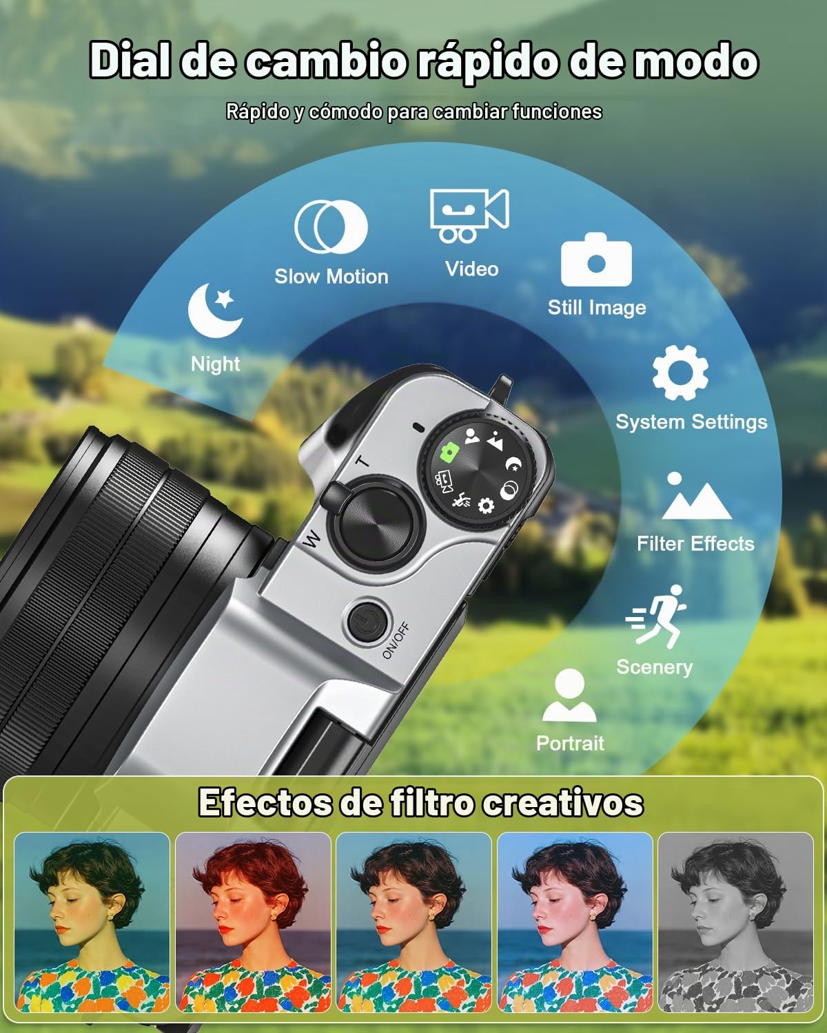 Cámara digital 4K con WiFi 64MP enfoque automático cámara de vlogging cámaras de viaje compactas para fotografía, pantalla abatible de 3 pulgadas 180°, zoom 16X, flash antivibración, tarjeta de 32 GB