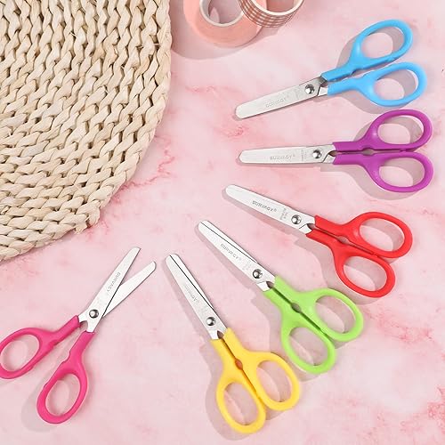Miniatura 8 de Tijeras para niños a granel, paquete de 120 tijeras pequeñas de 5 pulgadas, tijeras de seguridad para cortar papel regular, papel de construcción,