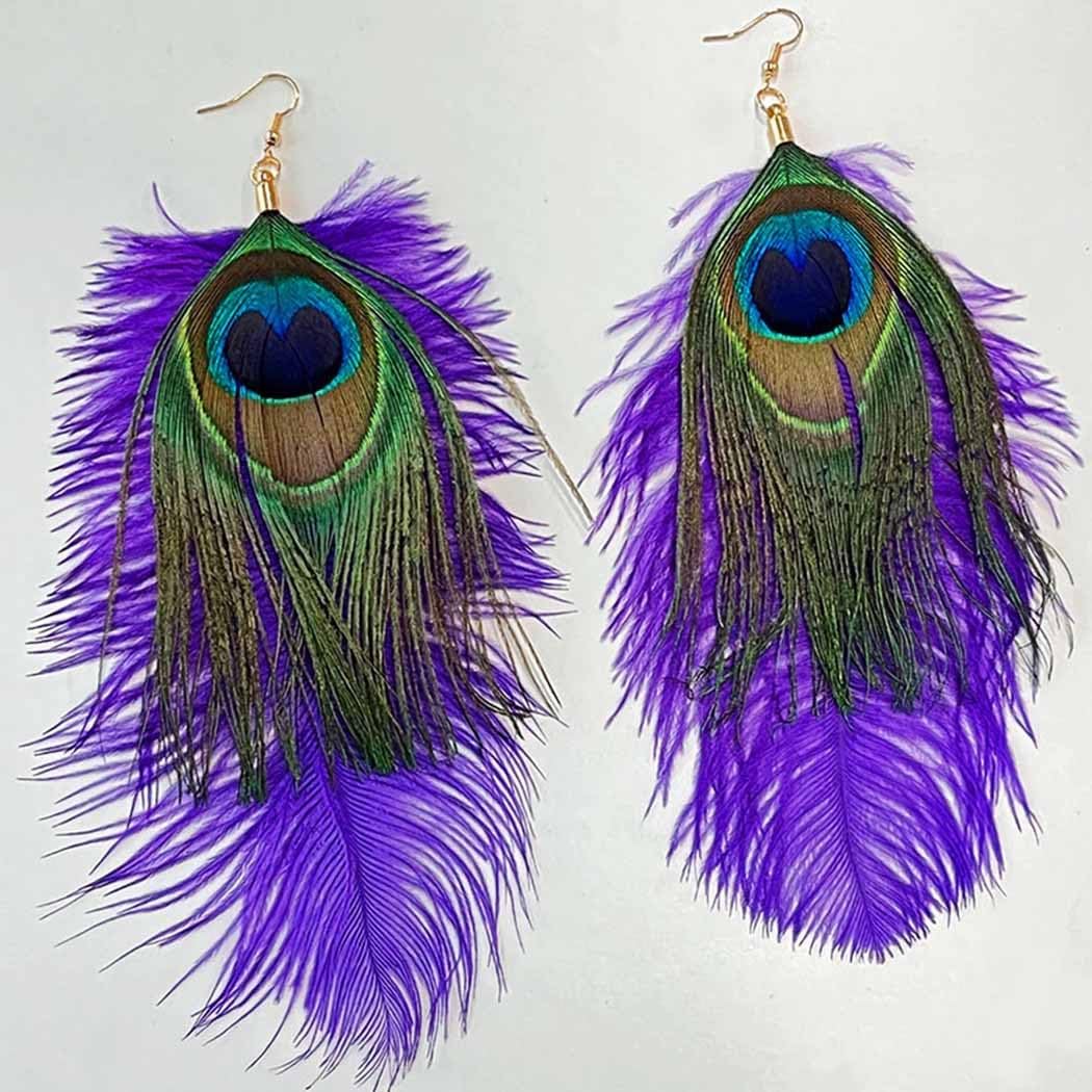 Mardi Gras Earrings for Women Dangle Feather Carnival Earrings Tassel Holiday Festival Costume Earrings for Women - Image 3