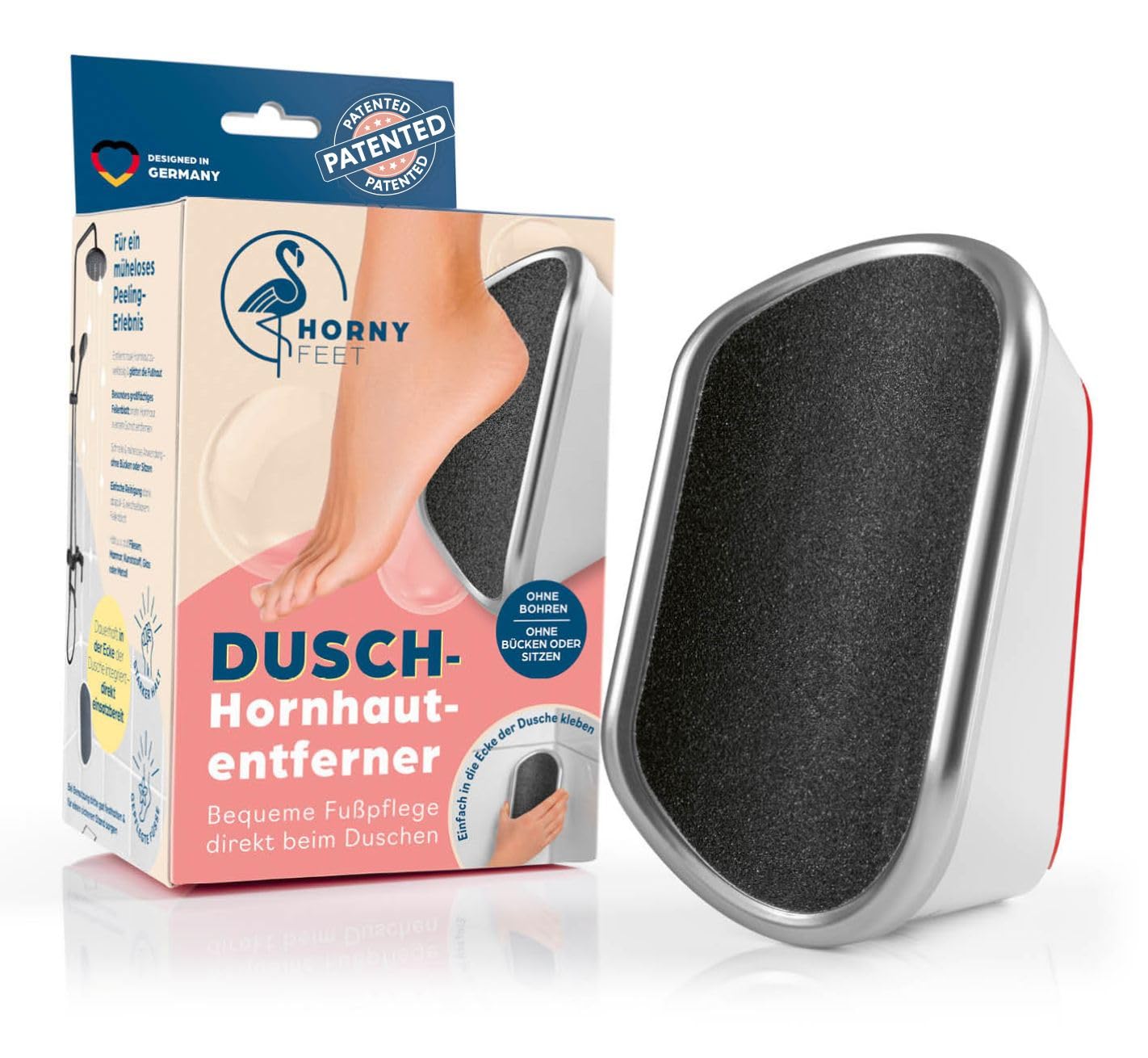 HornyFeet Hornhautentferner für die Dusche Extragroße Hornhautfeile mit wechselbaren Feilenblättern