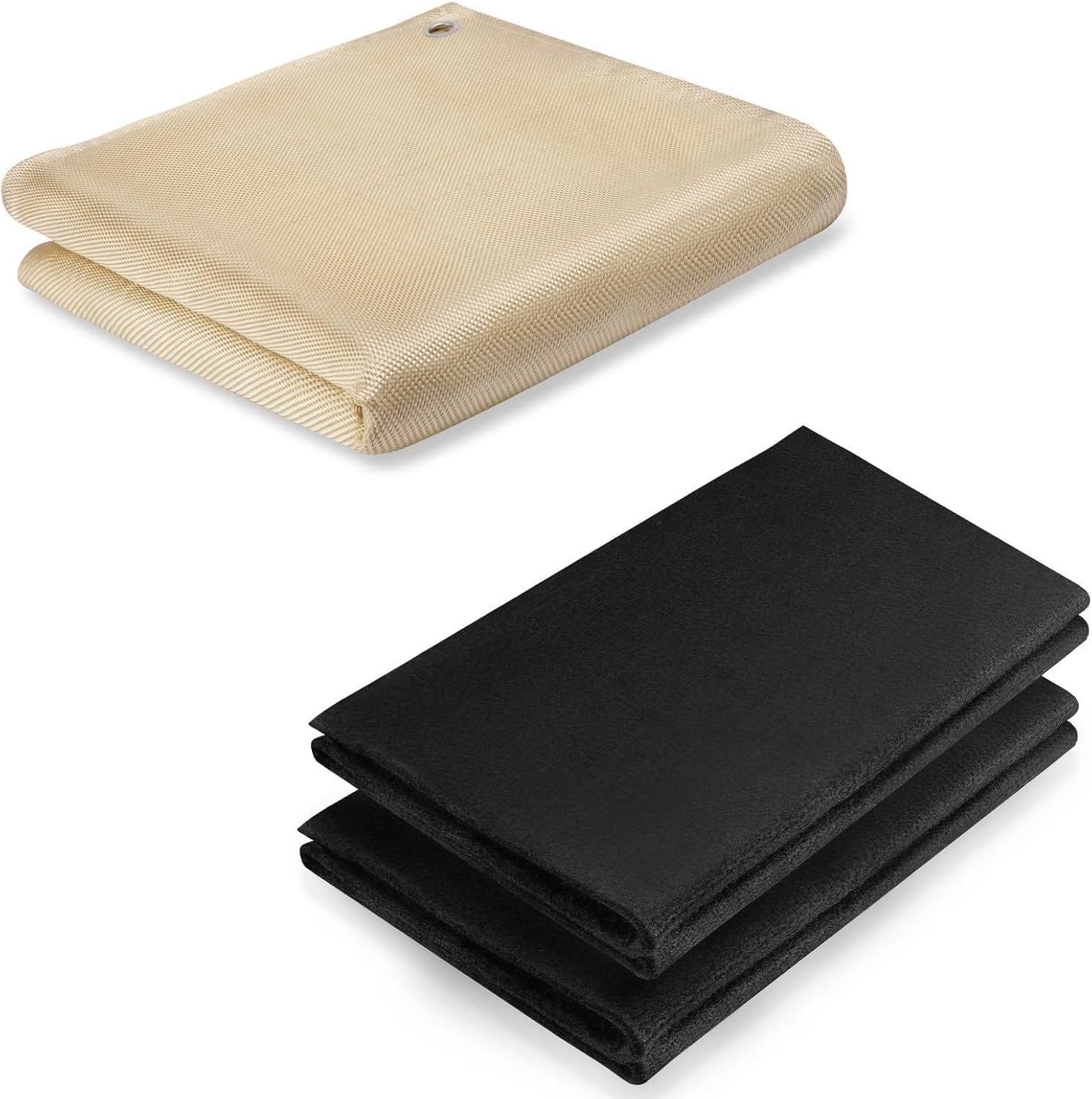 kanhiro 1 Pack Fiberglass Welding Blanket + 2 Pack 12" X 27" Carbon Felt Welding Blanket Fireproof
