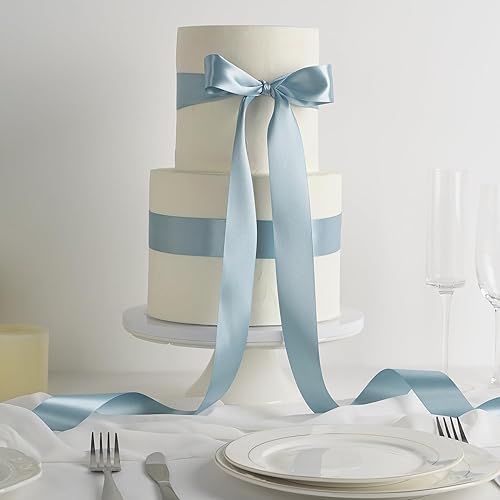 Miniatura 6 de MEEDEE Cinta de satén azul pizarra  1-12 pulgadas de doble cara, 50 yardas para árbol de Navidad, bodas, ramos de flores