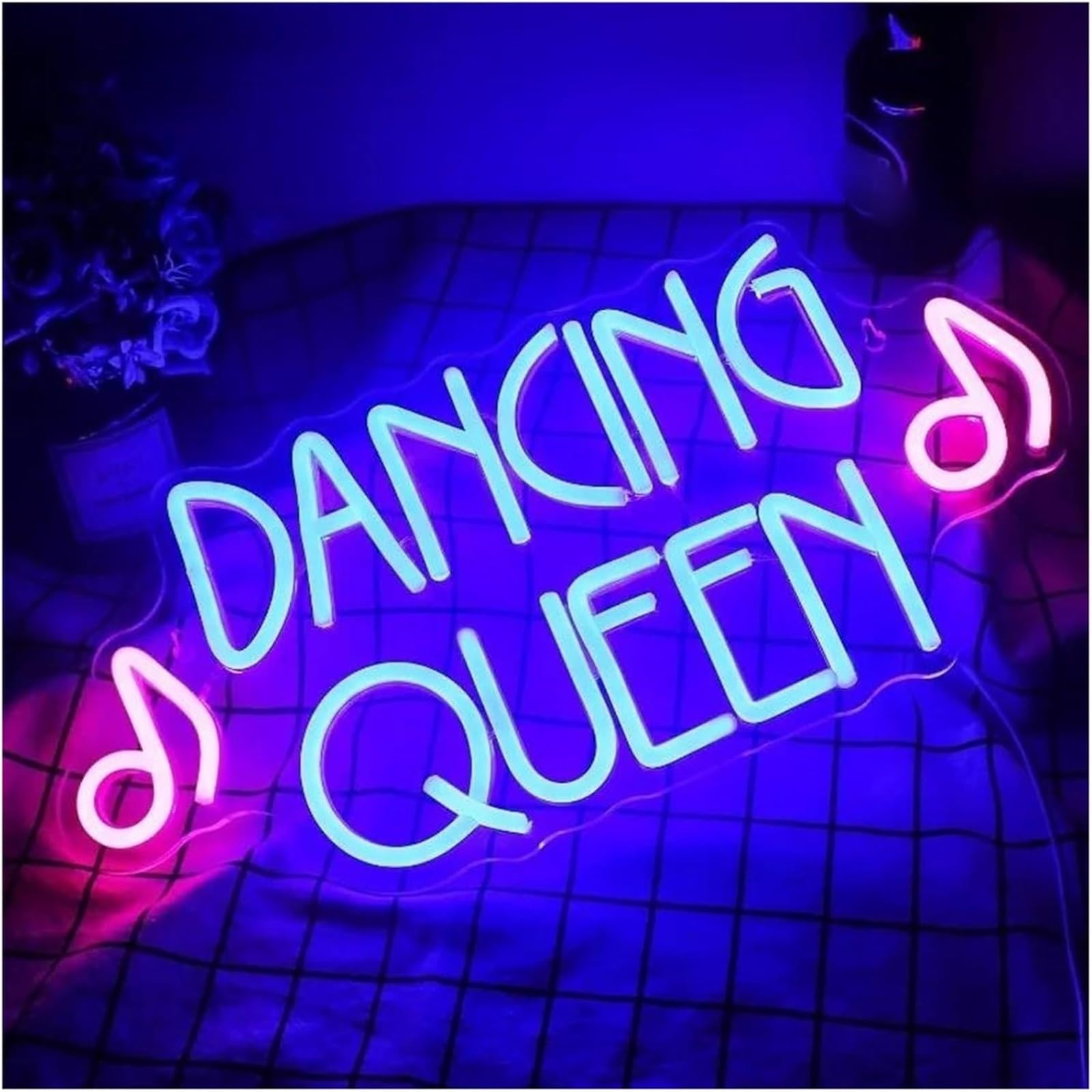 Insegna al neon Pannello luminoso a LED per insegna al neon viola, interruttore di alimentazione per decorazione murale 42 cm × 20