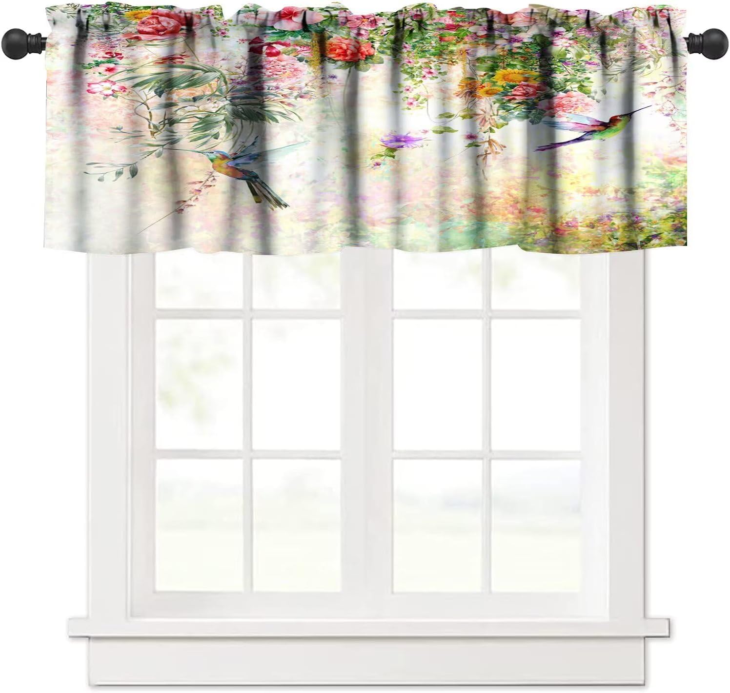 Kitchen Cook Valances Rustic Farmhouse Rod Pocket Country Barn Fork and Spoon Board Vintage Printed Window Valance for Living Room Kitchen Cafe Bathroom 54x18 Inch + 27x24 in