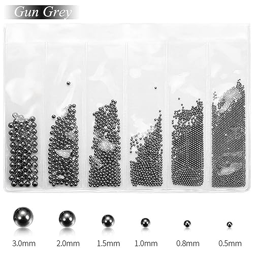 Miniatura 7 de Paquete de 4 cuentas de caviar de uñas, micro cuentas de metal para uñas, decoración de uñas 3D, bola de acero para uñas, plata dorada, gema negra,