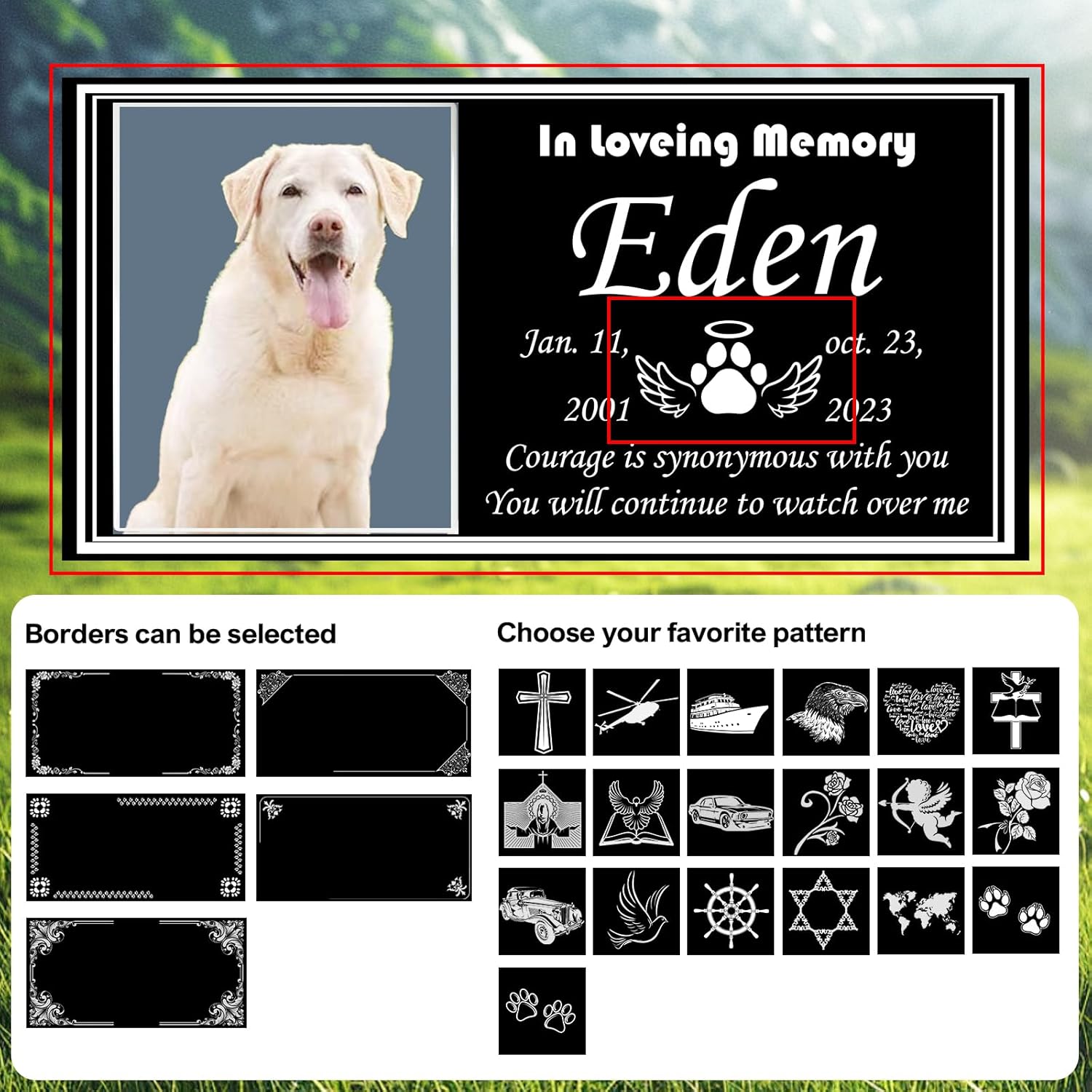 Pet Memorial Stones for Dogs & Cats, Personalized Dog Memorial Plaques for Pet Grave Stones for Outdoor - Cats Headstones, Tombstones for Grave Markers with Photo (Ceramics)