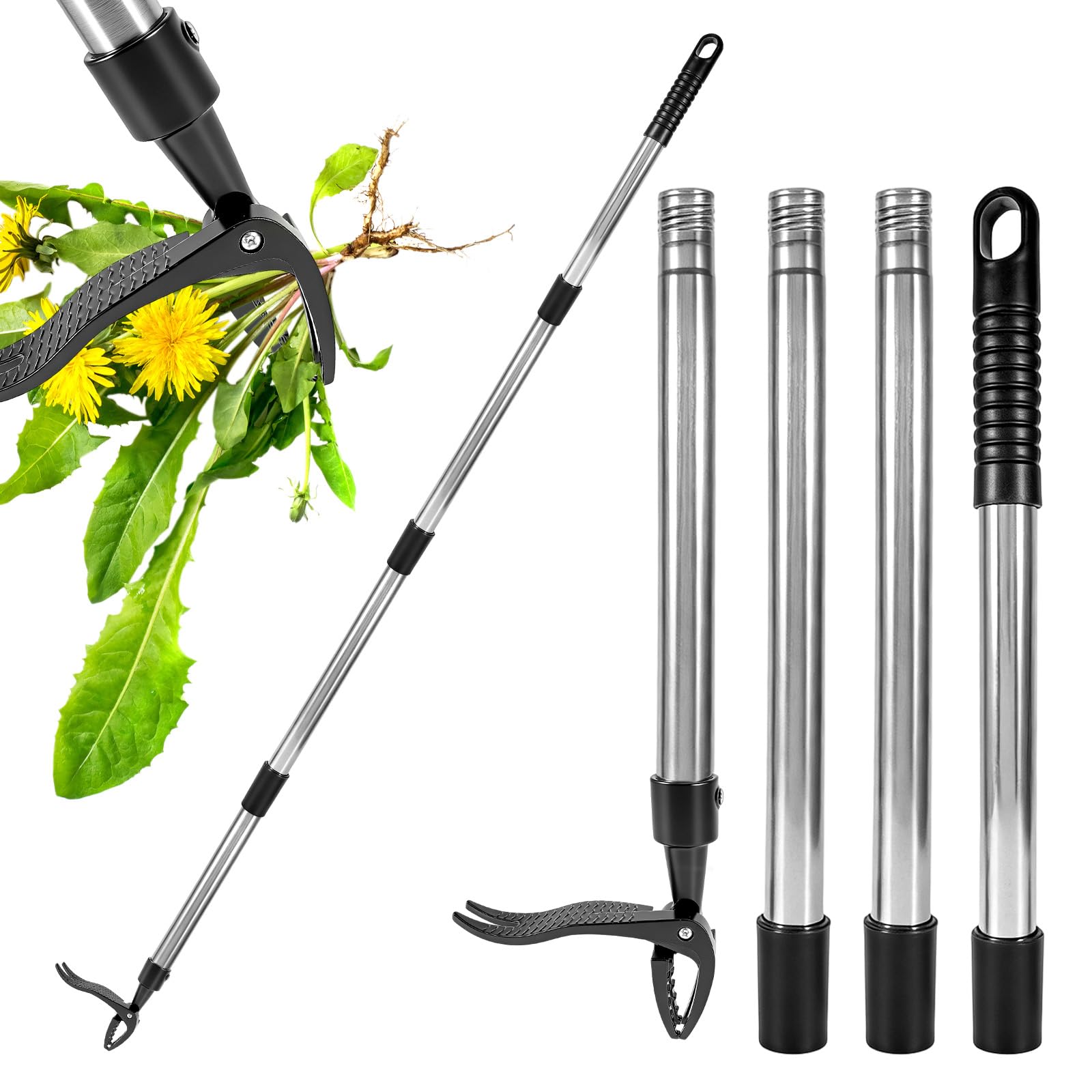DHFUCNKO Weed Puller Tool Long Handle Detachable Stainless Steel Remover