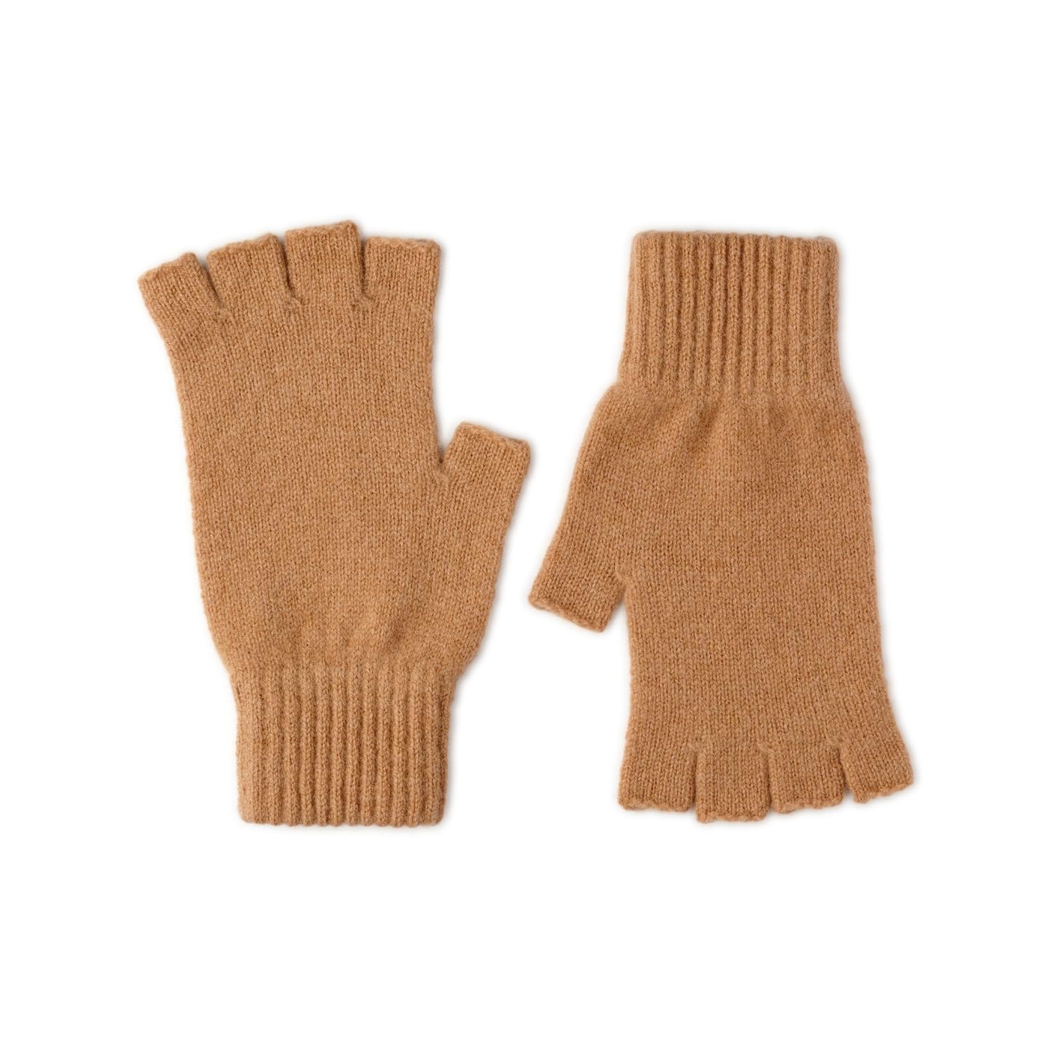 The Cashmere Choice Women's Camel Lomond Lambswool - Fingerless Gloves - Iona (Camel)
