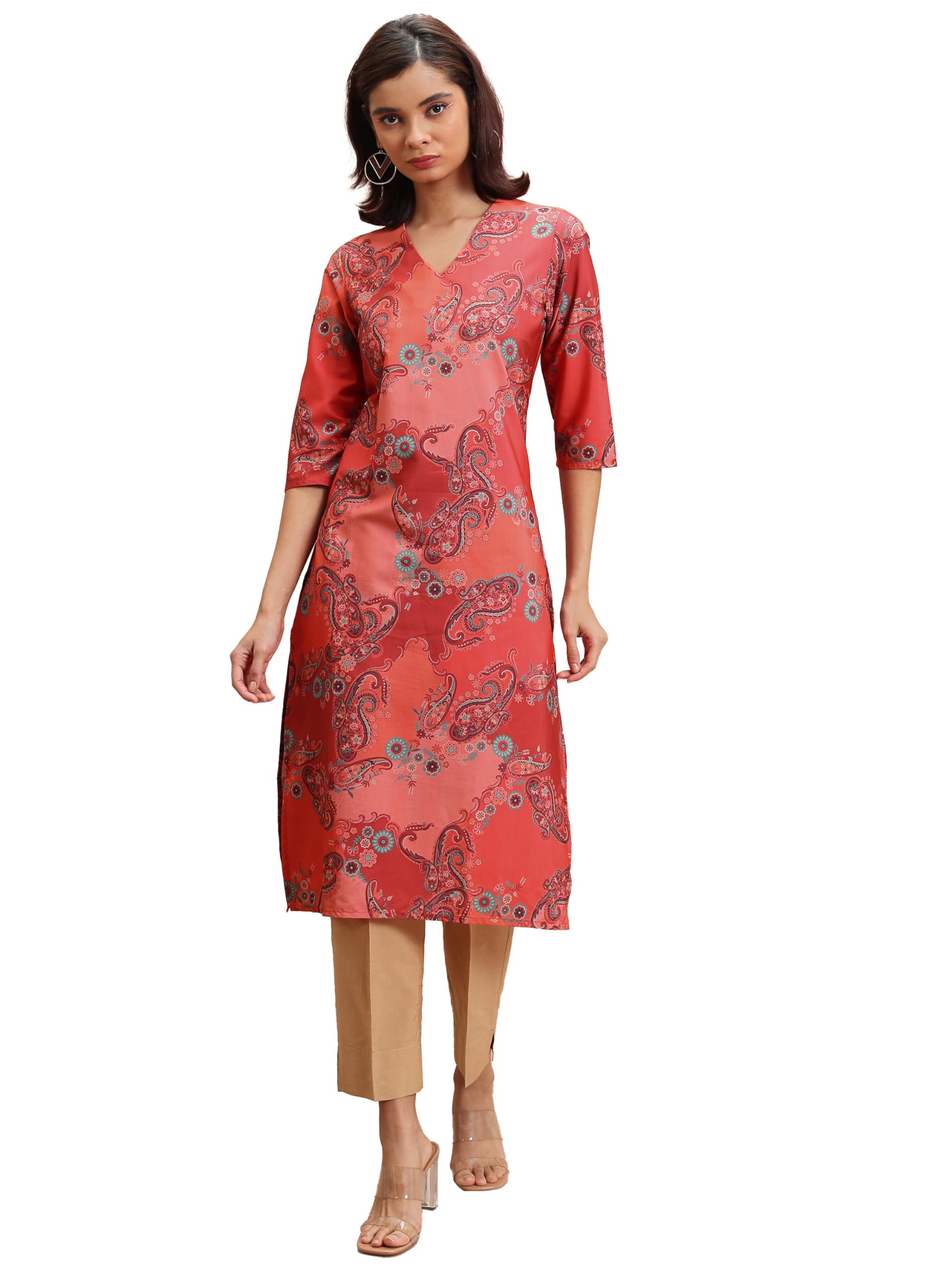 Ketch Women's Polyester Regular Fit Casual Kurta in neutral