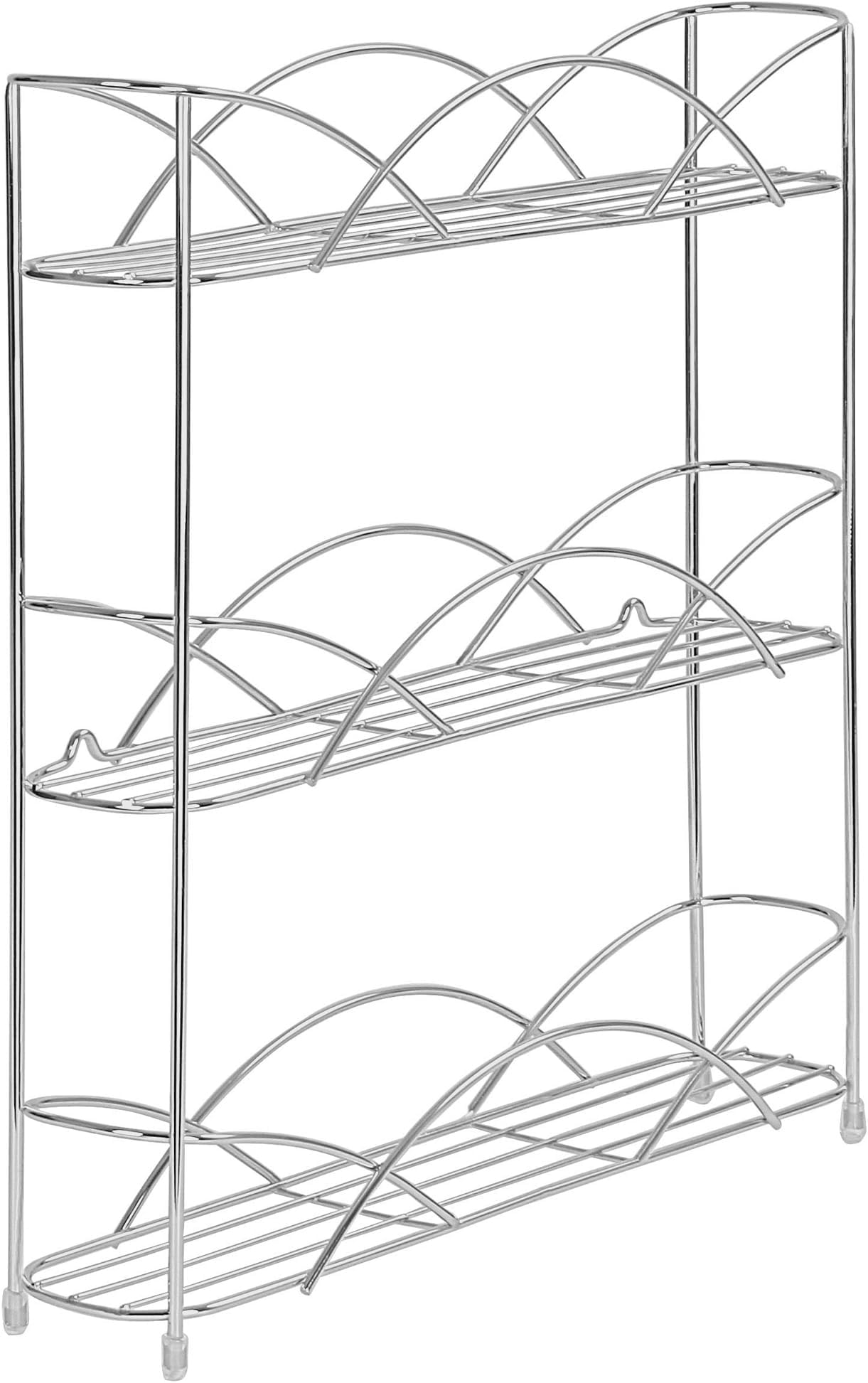 Diversified Countertop 3-Tier Rack Kitchen Cabinet Organizer or Optional Wall-Mounted Storage, 3 Spice Shelves, Raised Rubberized Feet, Chrome