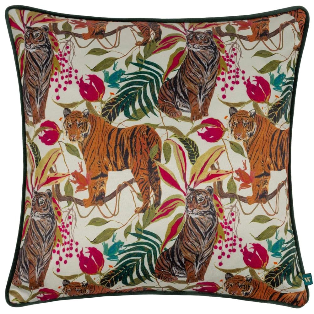 Wylder Tropics Kali Jungle Tigers Cushion Cover, 43 x 43 cm, Ivory