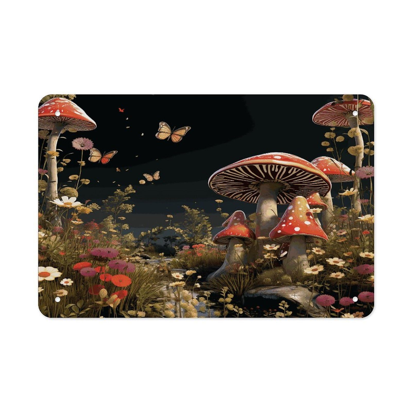 Fodpand Style Fairy Tale Mushrooms Wall Art Metal Signs Tin Sign