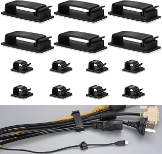 60 Pcs Self Adhesive Cable Management Clips, Cable Management Wire Organizer Clips Cord Holder for Tv Pc Laptop Ethernet Cable Desktop Home Office - Two Size(Small, Large)