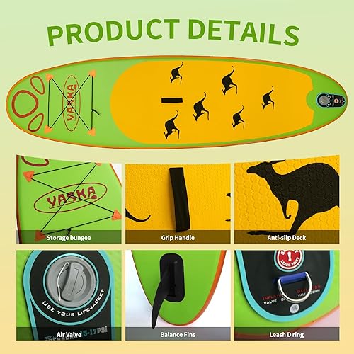 Miniatura 3 de Tabla de remo inflable para niños con accesorios de tabla de remo SUP, bomba de mano, paleta de aluminio ajustable, cubierta antideslizante, correa,