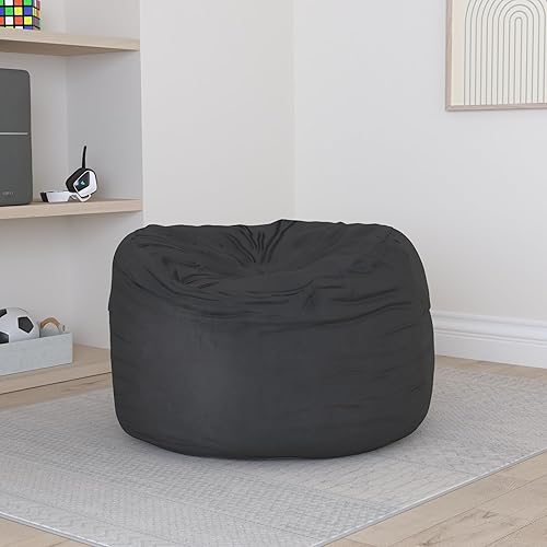 Miniatura 2 de Homguava Sillón estilo puf de 4 pies con relleno de espuma viscoelástica, puf grandes, sofá suave con funda de terciopelo holandés (gris, 4 pies)