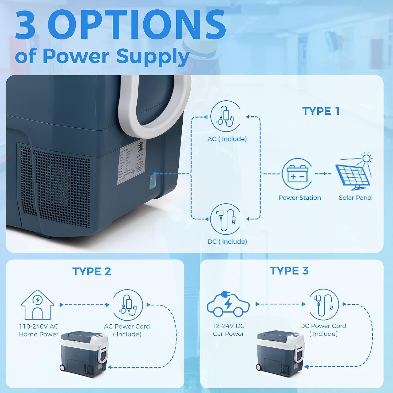 Mini Fridge Car Accessories Cooler 55L Portable Car Fridge 12V Refrigerator with Large Capacity Cooling Zone,Cooling Temp -18-10 ℃ Heating Temp 30-50 ℃,Mini Cooler with Freezer for Car RV Office