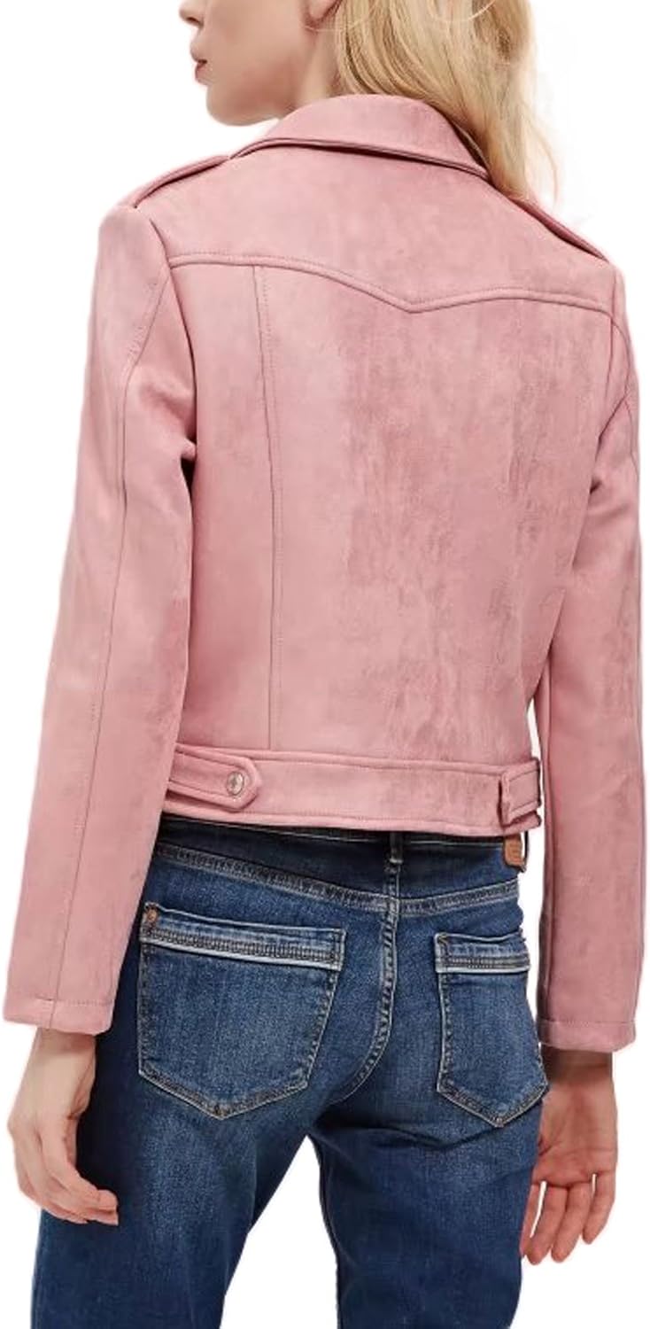 CHARTOU Women's Fall 2023 Fashion Faux Suede Leather Casual Moto Biker Jacket Coats - Image 3