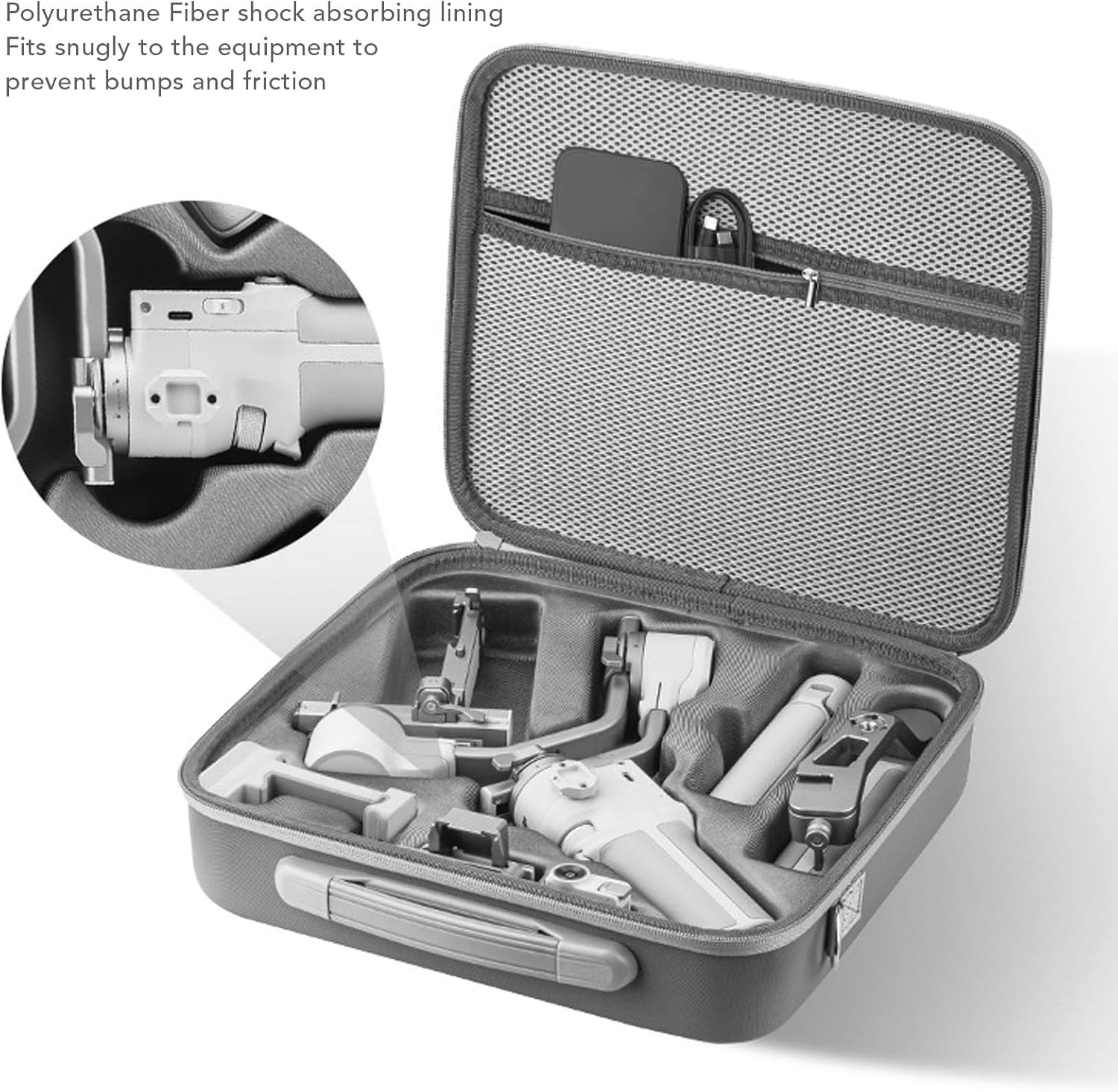 Luqeeg Camera Stabiliser Case, Double Zip Closure Anti Drop Splash Proof Camera Stabiliser Storage Bag with Shoulder Strap, Travel Bag | Hard Case Fit for RS4 MINI