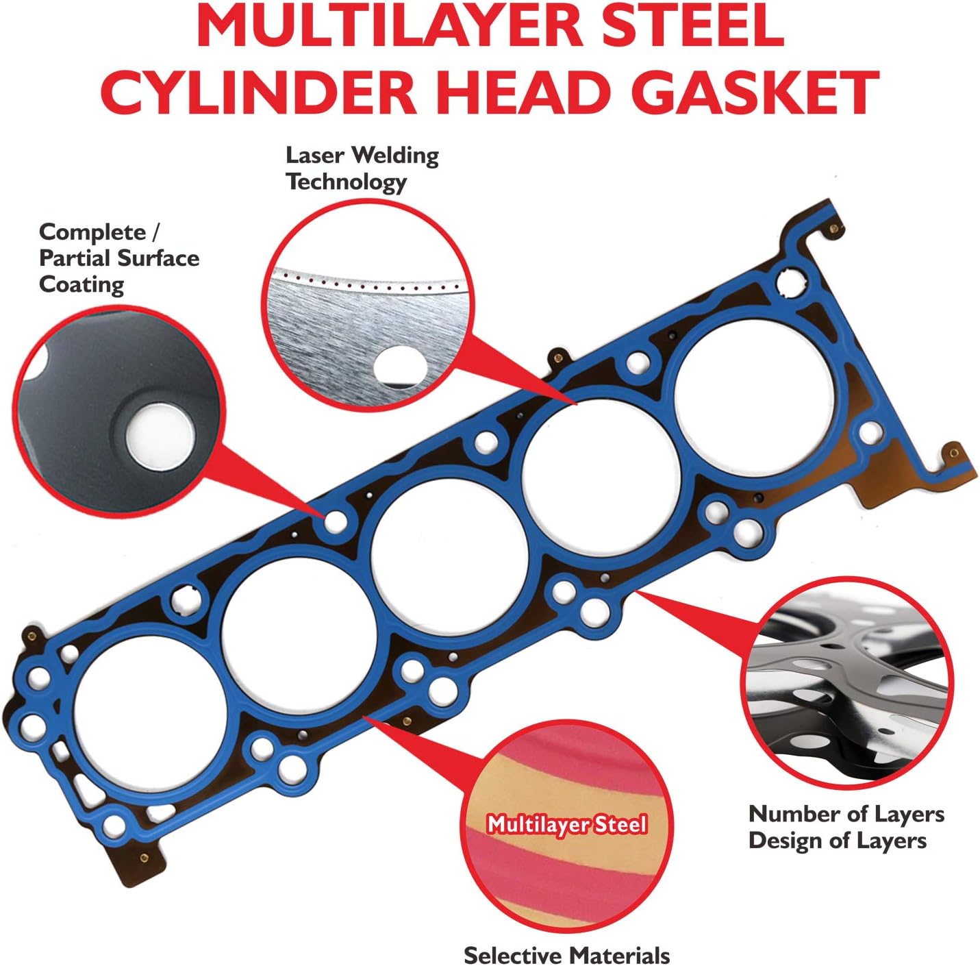 MOCA Head Gasket Set Fit for Ford 05-10 F-350 Super Duty 05-11 F-450 Super Duty 05-11 F-550 Super Duty