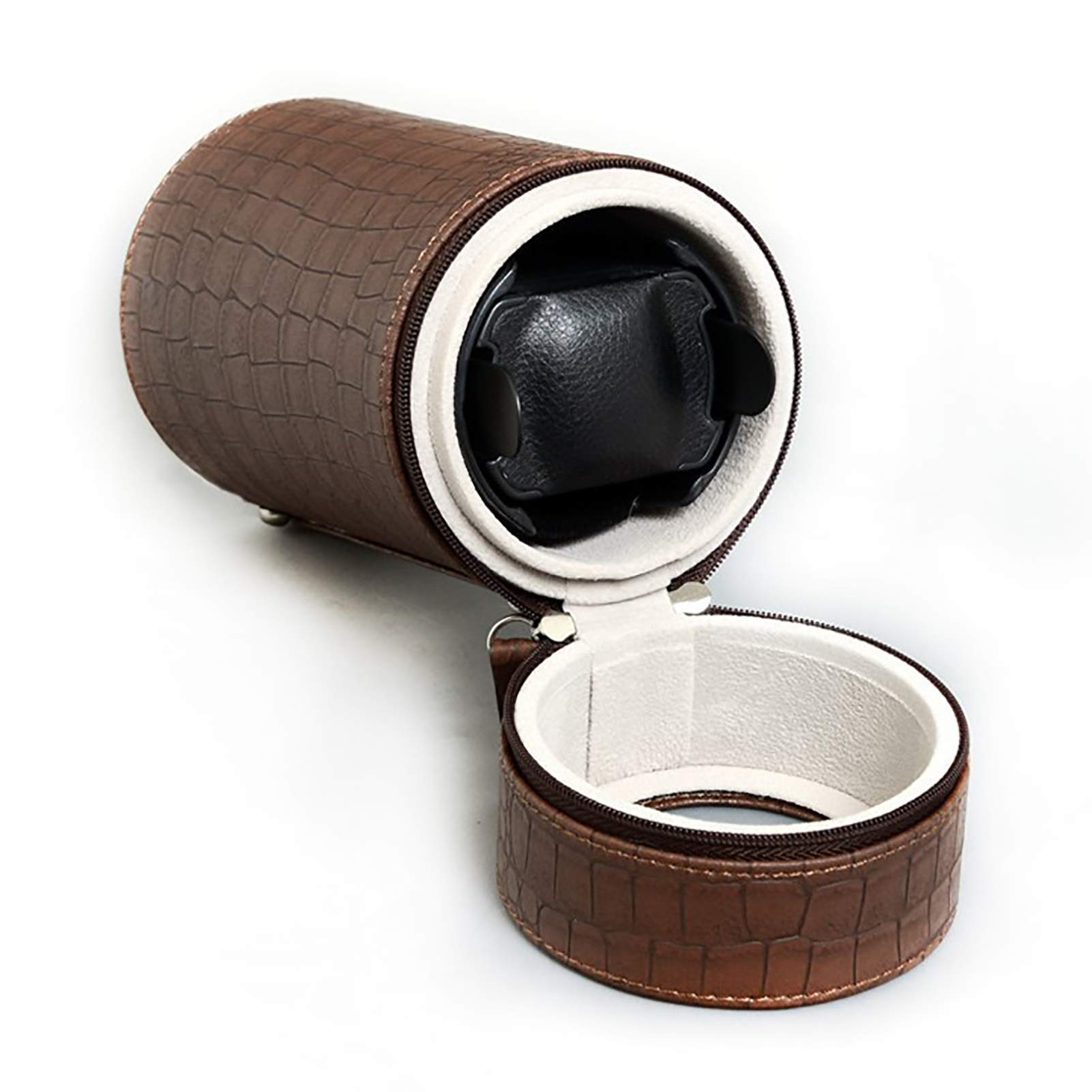 Watch Winder Supporto per Orologio Avvolgitori per Orologi Automatici - Scatola Porta Orologi Singolo in Pelle con Motivo Coccodrillo Orologio Meccanico Dispositivo di Carica Automatica Avvolgitore