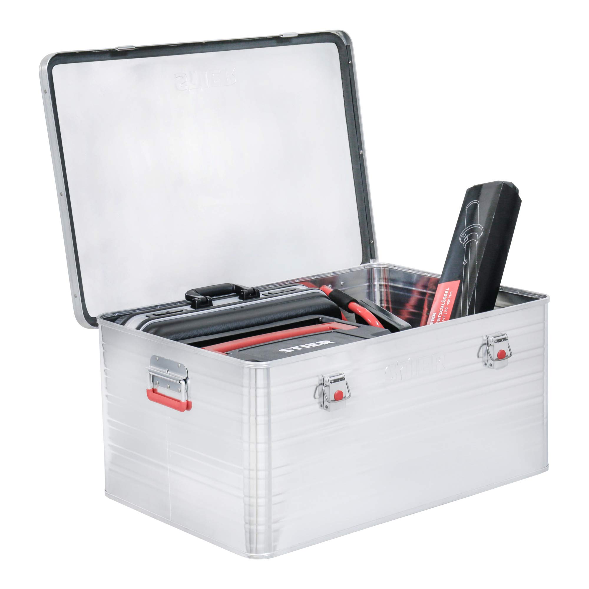 STIER Caisse en aluminium 50L, DI: 570 x 365 x 246 mm, joints en caoutchouc, caisse de transport, caisse de chantier