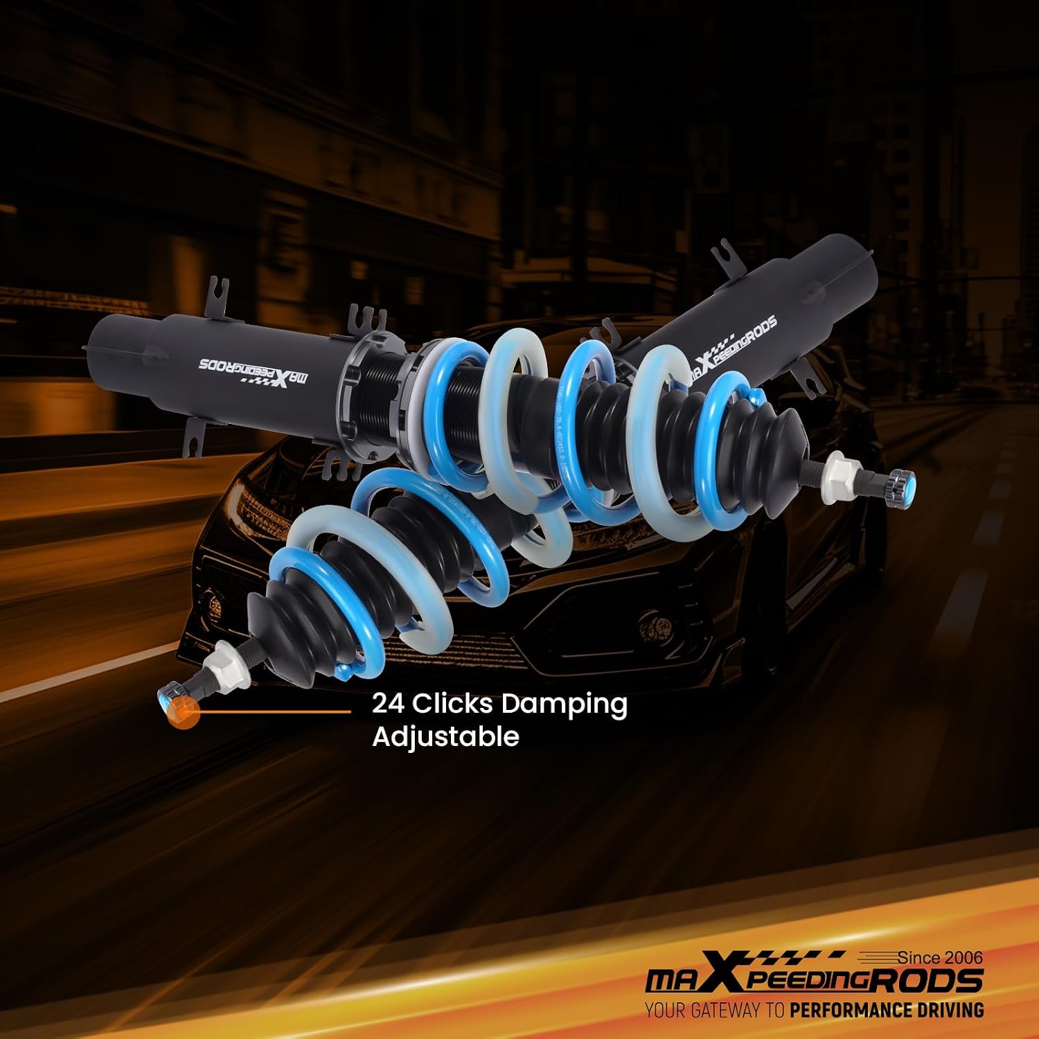 maXpeedingrods Coilover for VW Golf MK4 FWD 1997-2007, for VW Jetta MK4 1999-2005, for VW Beetle 1998-2010, 24 Levels Damper Adjustable Shock Absorber, Height Adjustable T6 Upgraded Lowering Kits