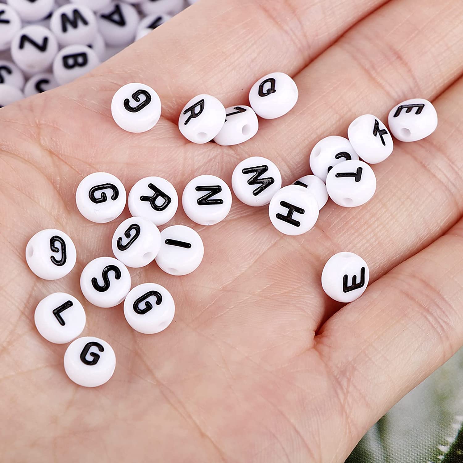 RK Beauty 390 pcs White Round Acrylic Alphabet Letter Beads 15 of Each Letter 7mm for Charm Beading Art & Craft Bracelets RD2 - Image 2