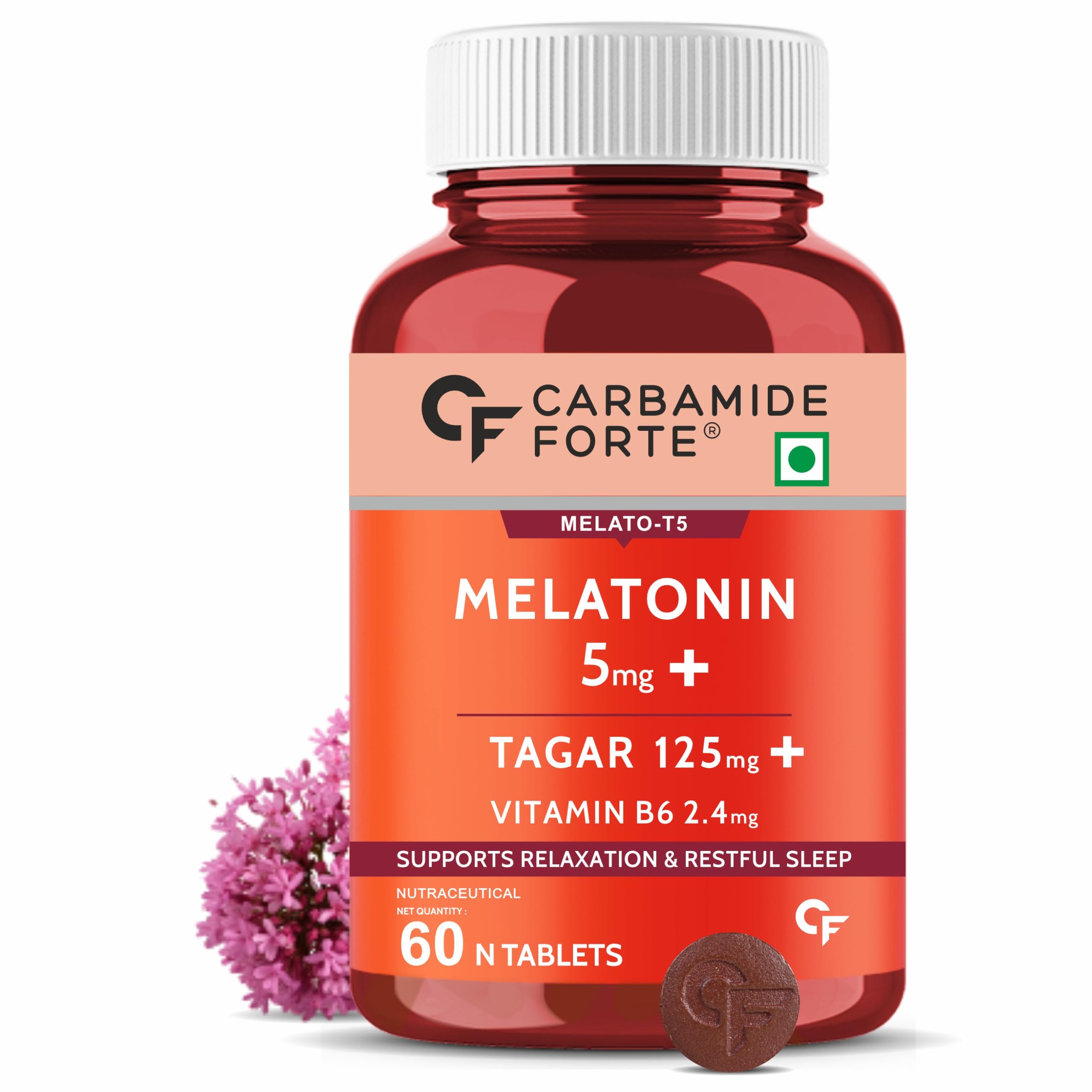 Carbamide Forte Melatonin 5mg Sleep Tablets – Sleeping Pills with 125mg Tagar & Vitamin B6 for Deep Sleep, Restful Nights, and Effective Sleep Dose | Sleeping Tablets for Women & Men – 60 Veg Tablets (B07ZVY28NV) Amazon Price History, Amazon Price Tracker
