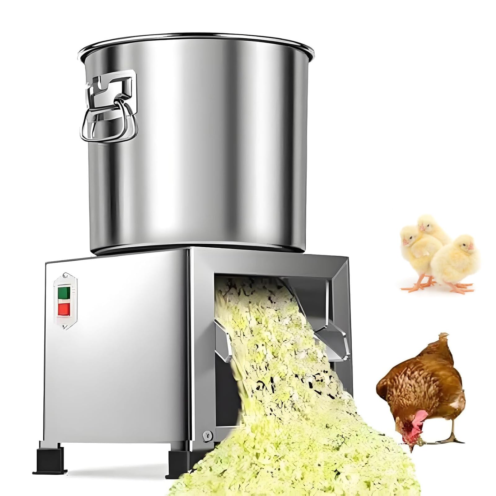 QYLTTDM Commercial Vegetable Chopper, 1800W Heavy-Duty Stainless Steel Vegetable Shredder Cutter, 3500 RPM Electric Vegetable Dicer Chopper, 50–120kg/h Output, Large Feed Port