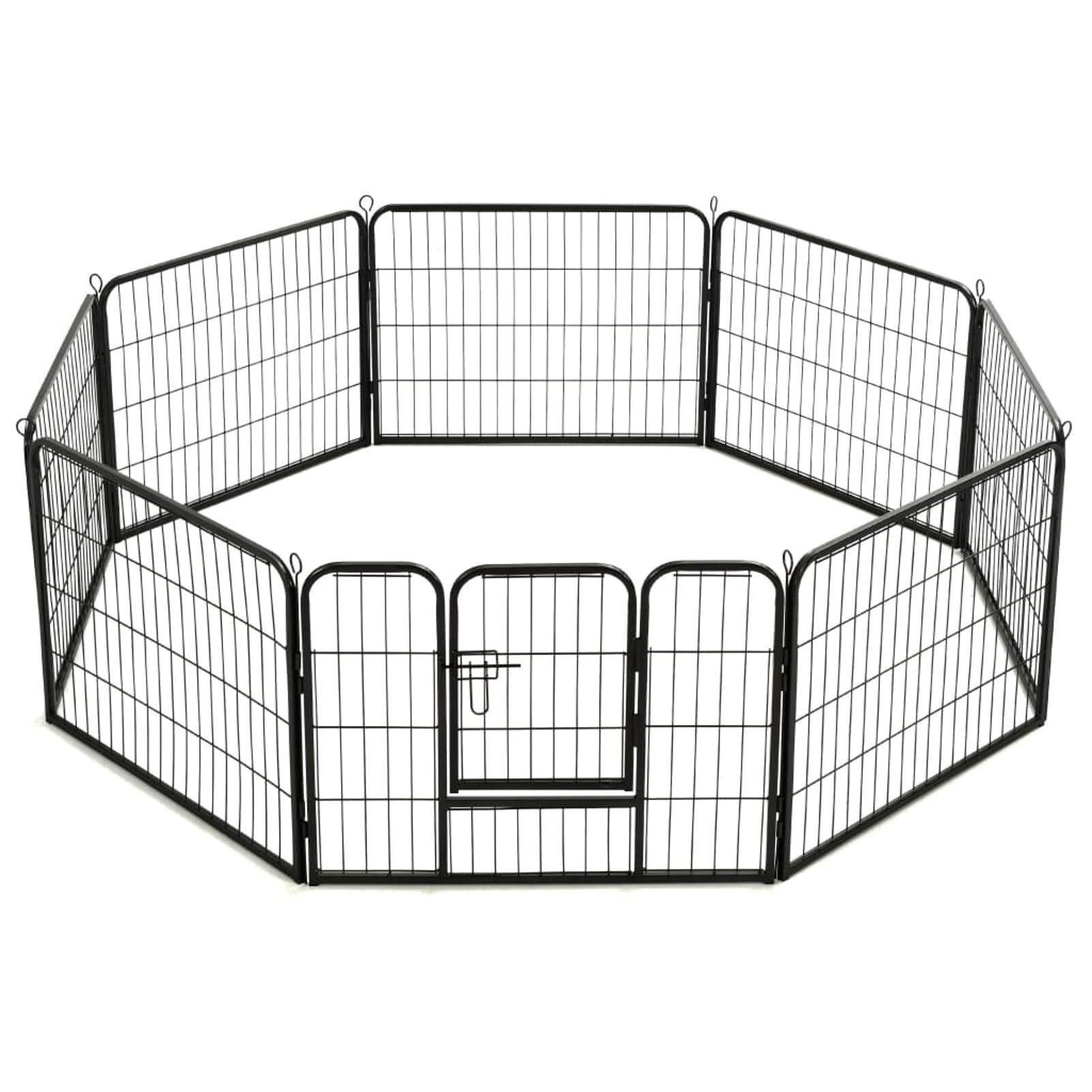 Homgoday Klatka dla psa, kojec dla psa z 8 panelami ze stali 60 x 80 cm czarny, klatka dla psa wewnętrzna klatka dla psa Kennel dla psów klatki dla psów ogrodzenie dla psów na zewnątrz