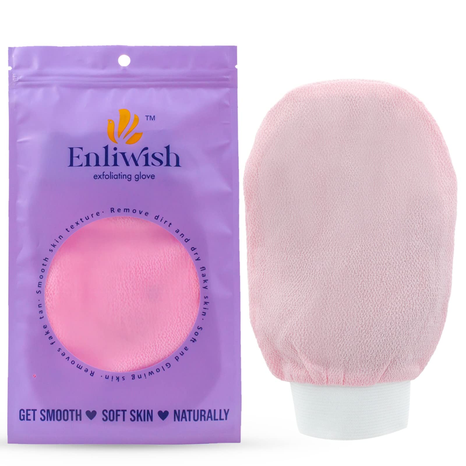 ENLIWISH Exfoliating Glove Mitt - Body Scrub for Bath Shower - Exfoliator Glove Visibly Lift Away Dead Skin - Tan Removal - 100% Viscose Deep Exfoliating Gloves for Soft Skin (Pink)-image-44