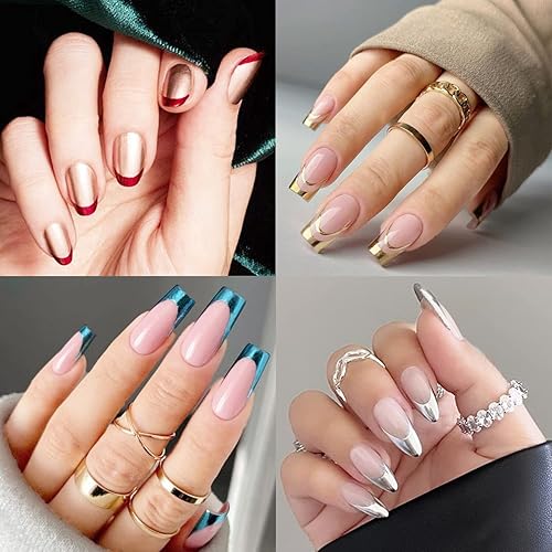 Miniatura 5 de 36 hojas de 1512 guías de uñas de punta francesa, autoadhesivas, calcomanías de manicura con sonrisa francesa para borde, auxiliar, color negro,