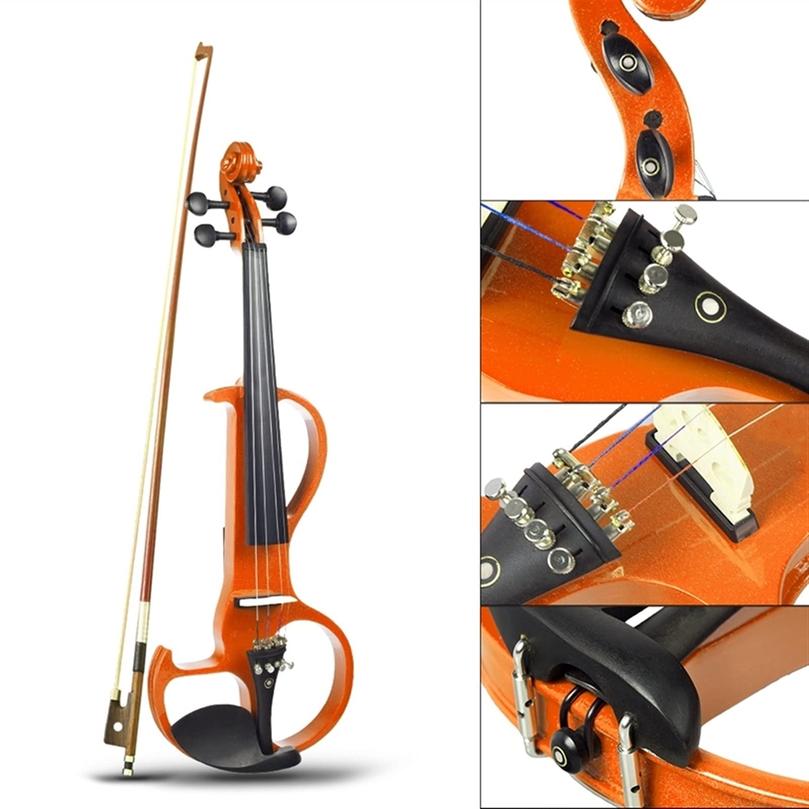 Violino elettrico Violino 4/4 a grandezza naturale, con cuffie per pianoforte, tuta di colofonia, violino silenzioso