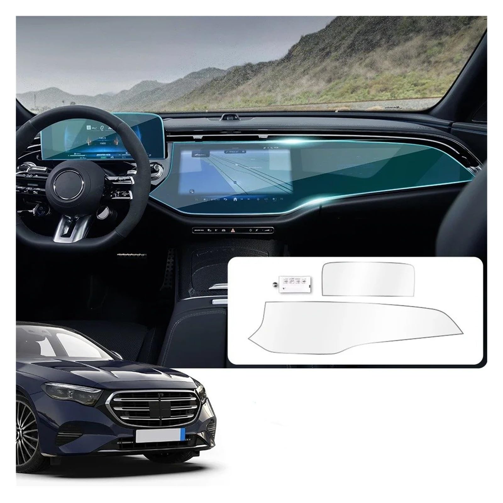 Navigations-Displayschutz Für Benz E-Klasse W214 Auto Center Konsole GPS Navigation Screen Schutz Display Gehärtetes Glas Film(Screen)