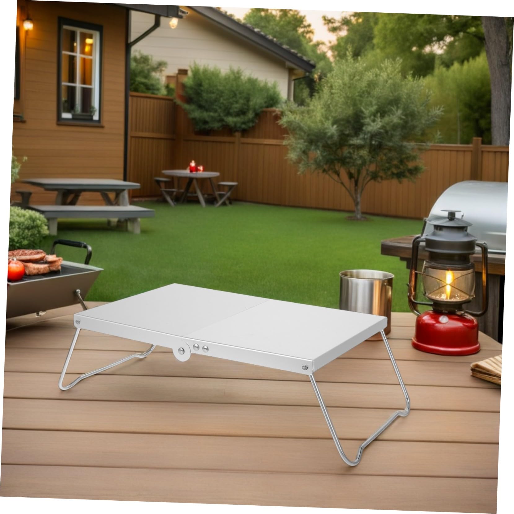 STOBAZA Mesa de Camping Plegable Pequeña Rectangular de Aluminio 2piezas