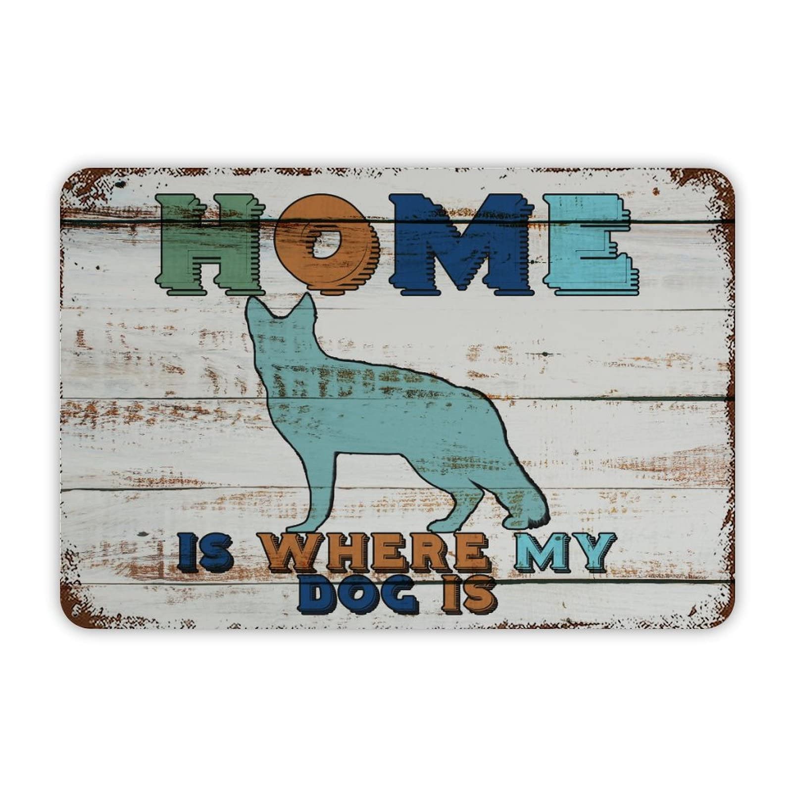 ENEDNATE Rustic Aluminum Sign Home Is Were My Dog Is Tin Metal Sign Retro Home Kitchen Room Wall Door Hanger Decor Sign 12x8 inch