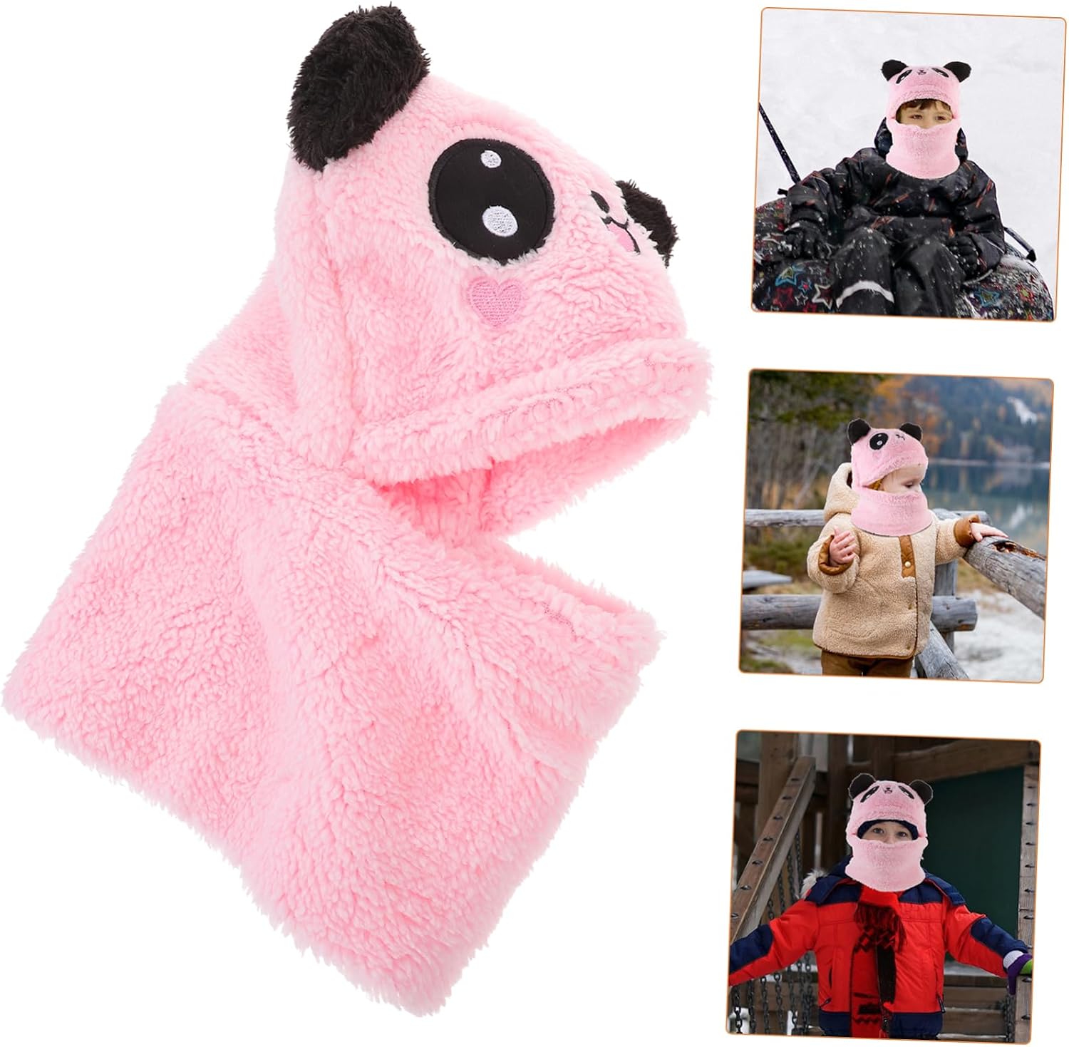 Kids Hooded Scarf with Animal Ears for Cold Outdoor Weather