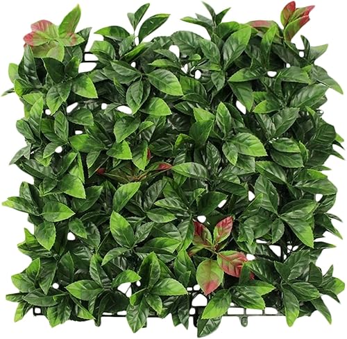 E&K Panel de valla de plantas artificiales de 20 x 20 pulgadas, hojas sintéticas, césped, panel de privacidad para interiores y exteriores (fotinia,