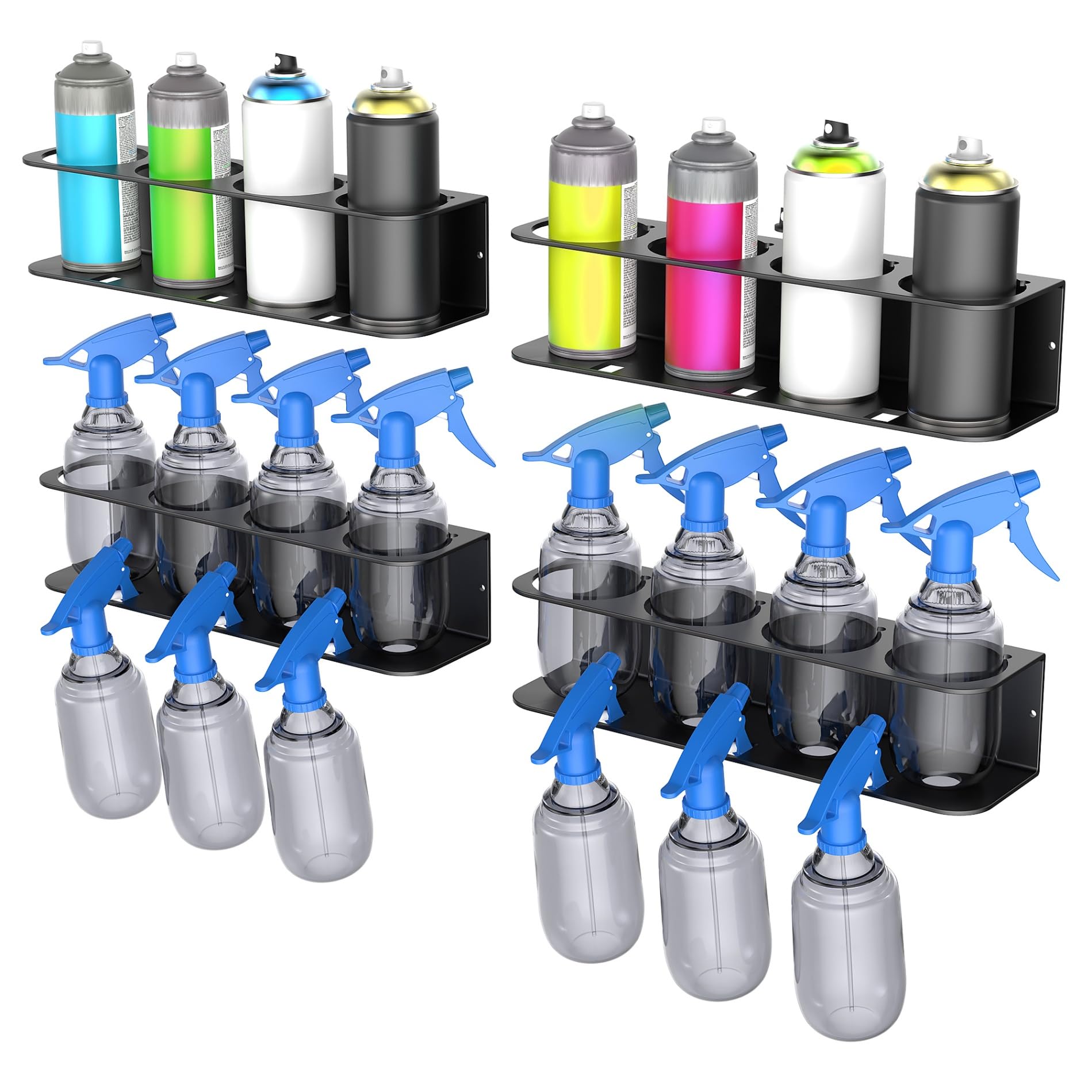 WALMANN Wall Mount Spray Bottle Holder, Metal Spray Can Storage Rack