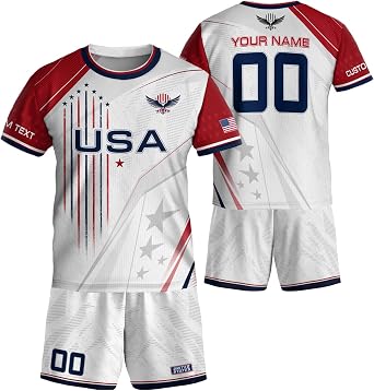 Custom USA Soccer Jersey for Men and Kids, USA Jersey Soccer Youth Shirt, Personalized Football T Shirt