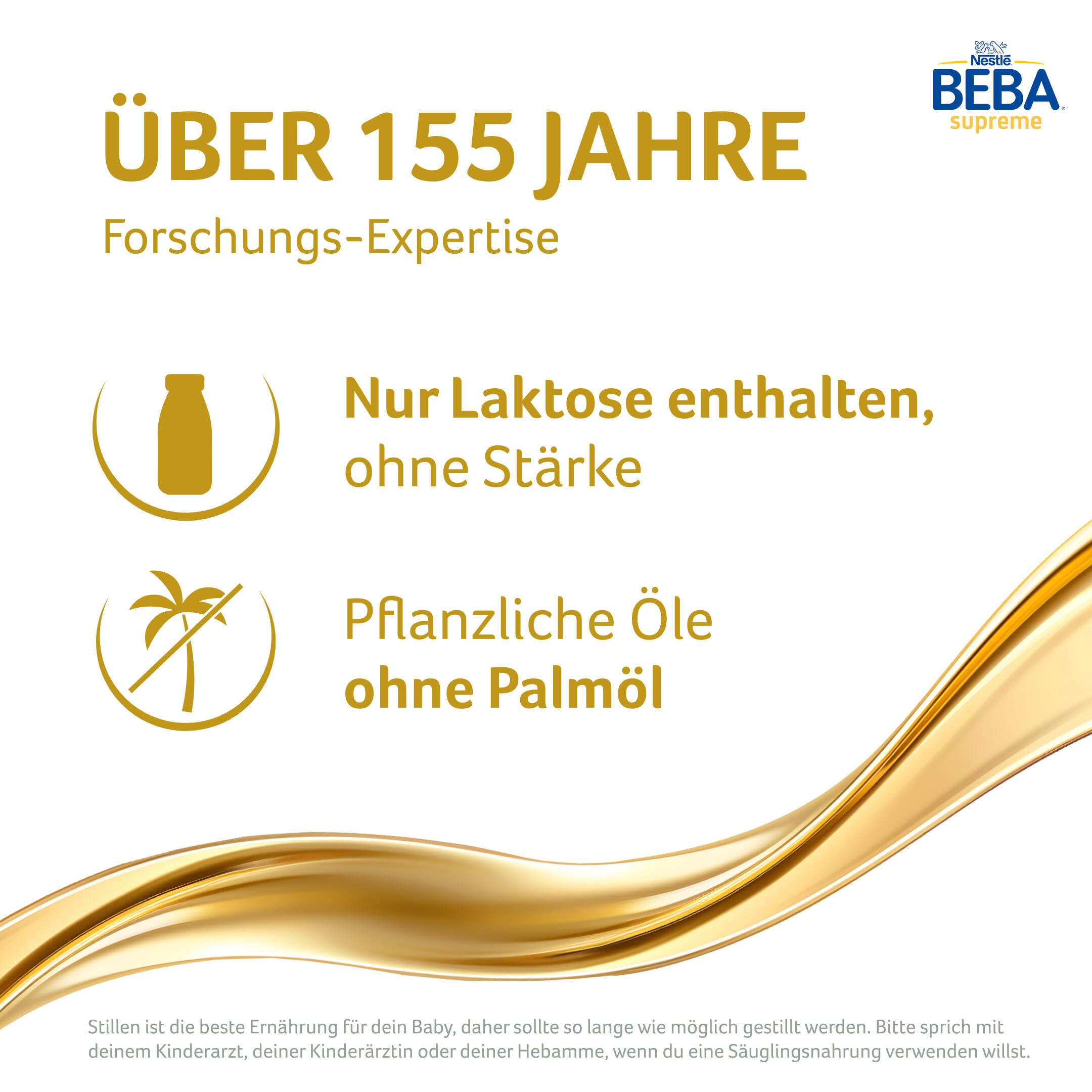 BEBA SUPREME 1 Anfangsmilch von Geburt an, Babynahrung , nur Laktose, ohne Palmöl, 6er Pack (6 x 800g)
