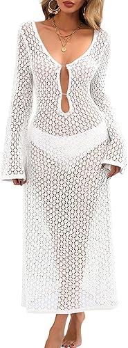 Womens Swimsuit Cover Up Bathing Suit Crochet Bikini Swimwear Coverups Knit Cut 