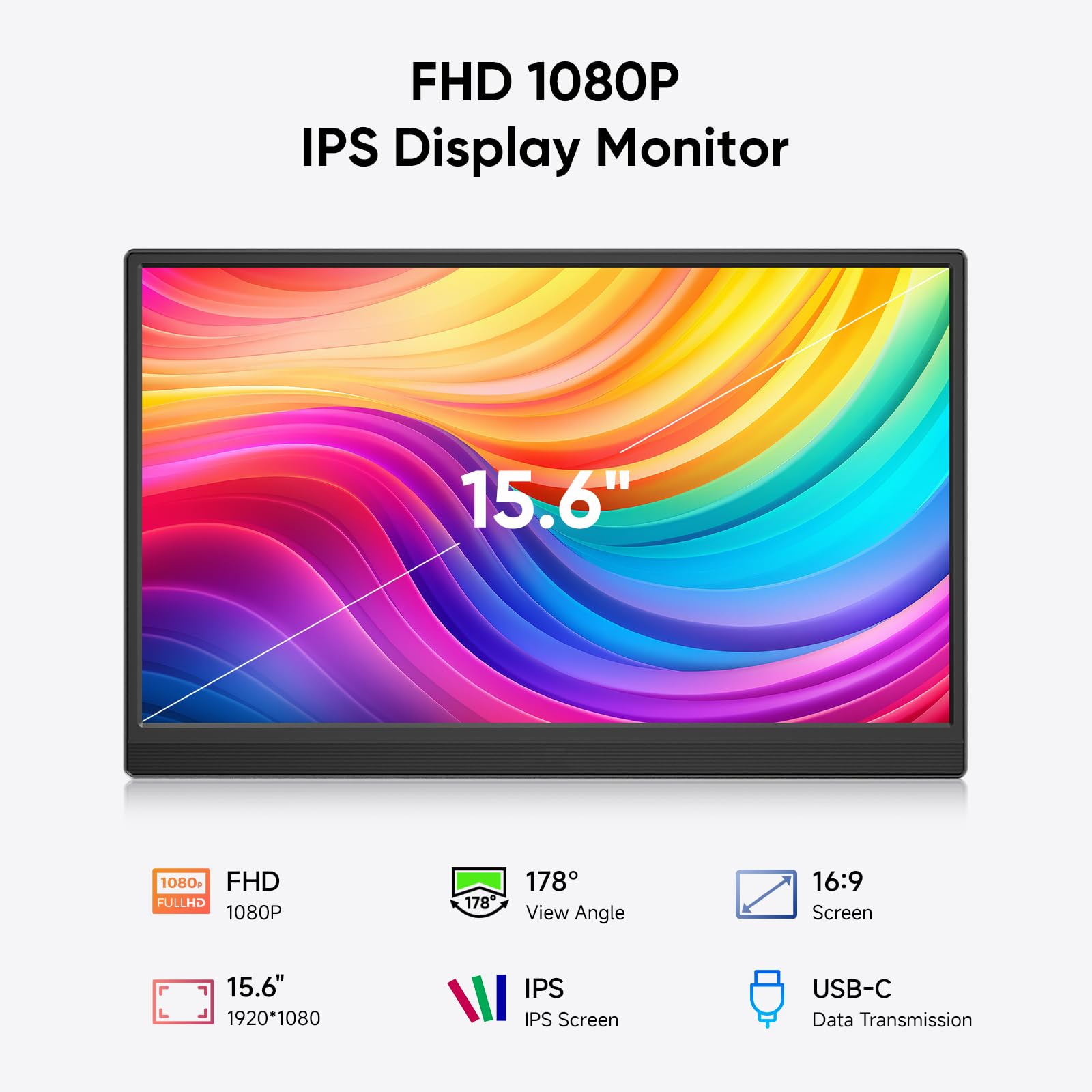 Dopesplay 2025 - Nuovo 15,6 Pollici Monitor Portatile FHD 1080P per Giochi, Doppi Altoparlanti, Compatibile con Laptop, PC, Mac, PS4/PS5, Xbox e Nintendo Switch