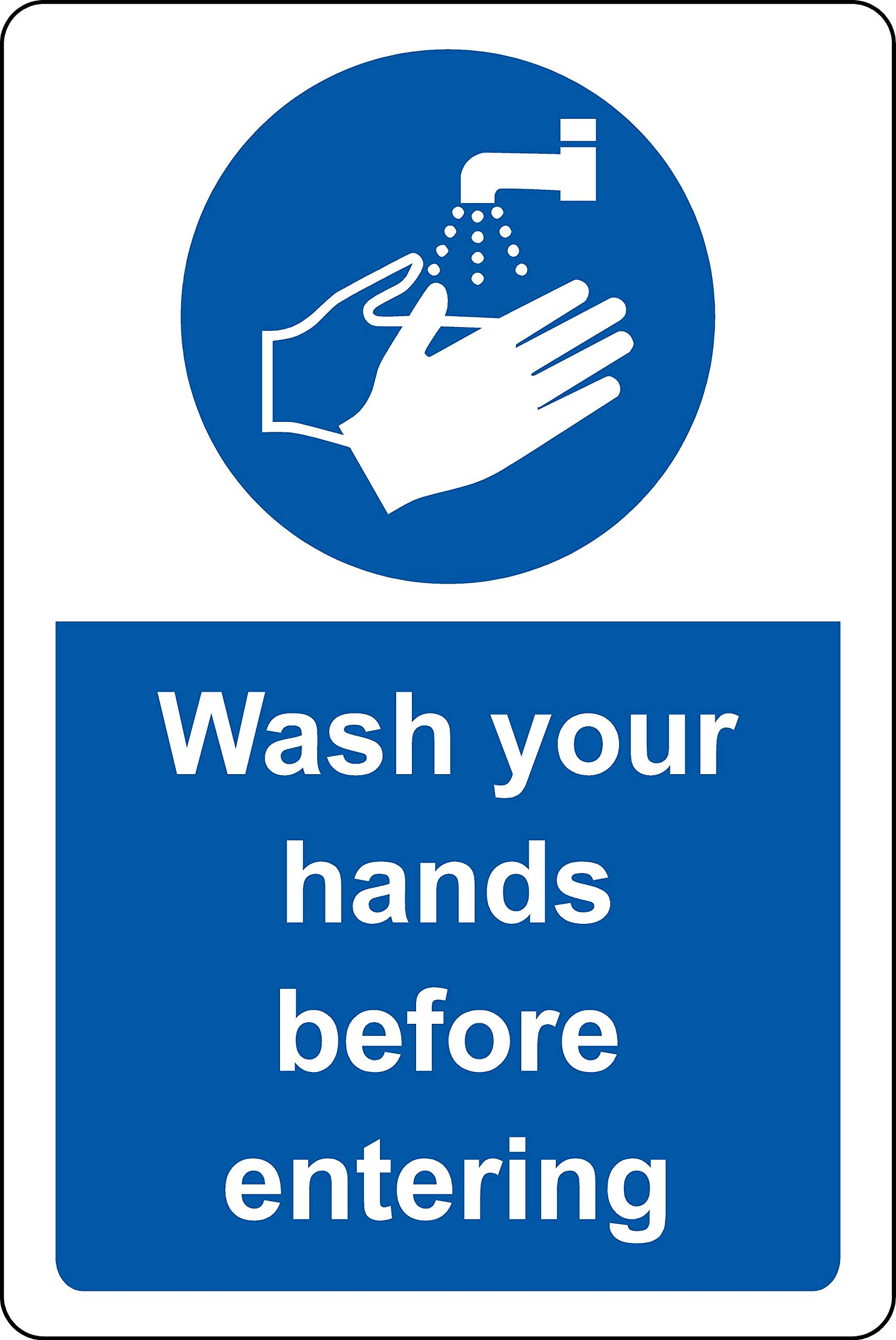 Wash your hands before entering Safety sign - 1.2mm Rigid plastic 200mm x 150mm