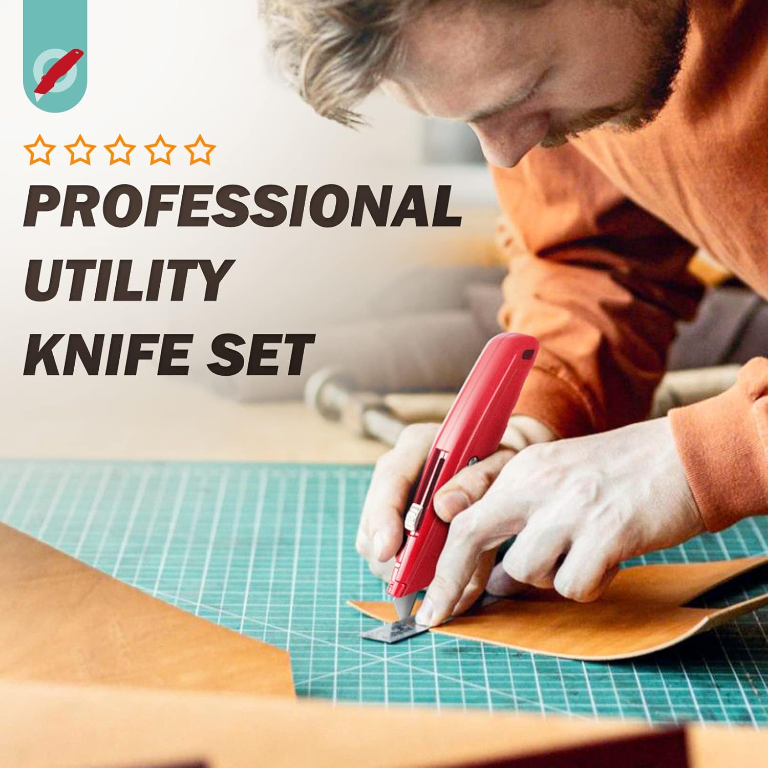 DIYSELF 4 Pack Box Cutters, Utility Knife with 10 Pcs Blades, Box Cutter Heavy Duty for Carpet, Cardboard, Vinyl, and Paper, Sharp Razor Knife, Package Opener, Box Cutter Retractable